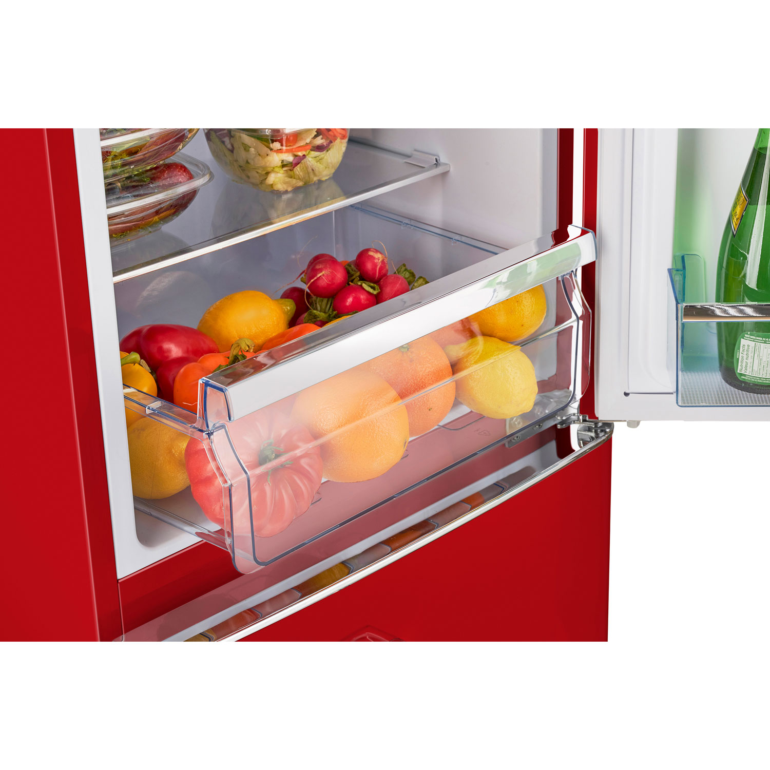 Unique Appliances UGP-275L AC Classic Retro 22 inch Wide 8.7 Cu. ft. Energy Star Certified Bottom Freezer Refrigerator with Wine Rack