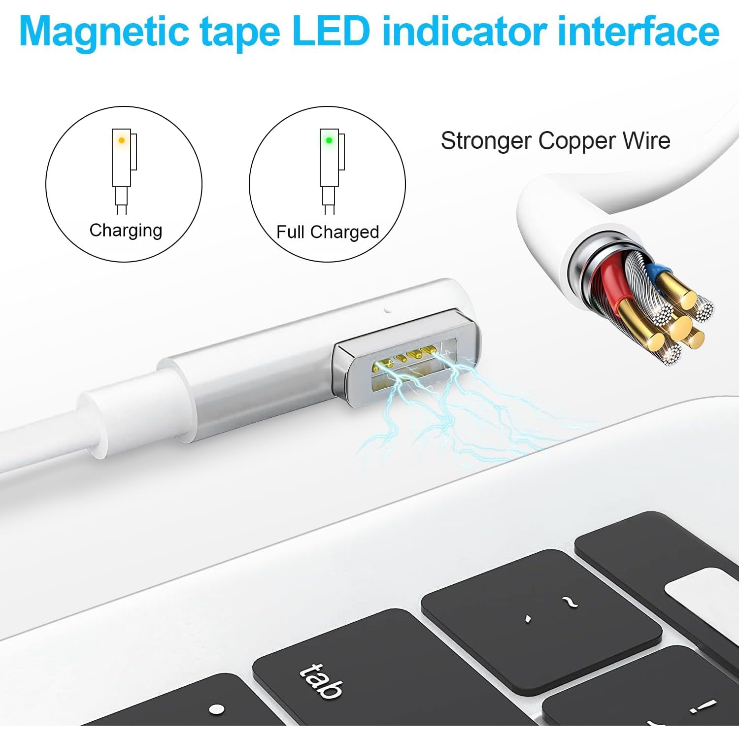 Chargeur de MacBook Pro compatible avec le chargeur de MacBook Air; Adaptateur d'alimentation à embout en L 45&nbsp;W; connecteur magnétique MagSafe 1