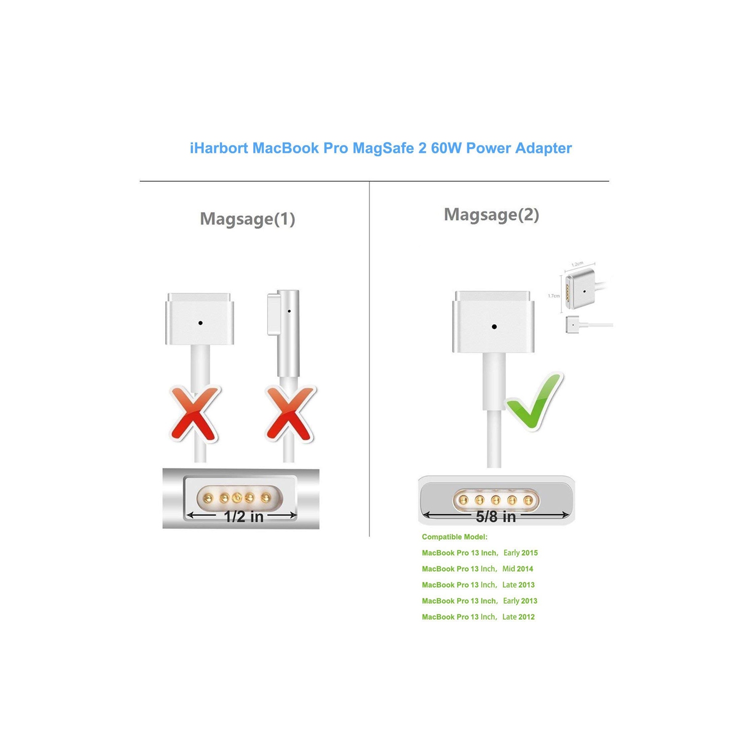 Gespeeed Mac Book Pro Charger, 60W Magsafe 2 T-tip Power Adapter