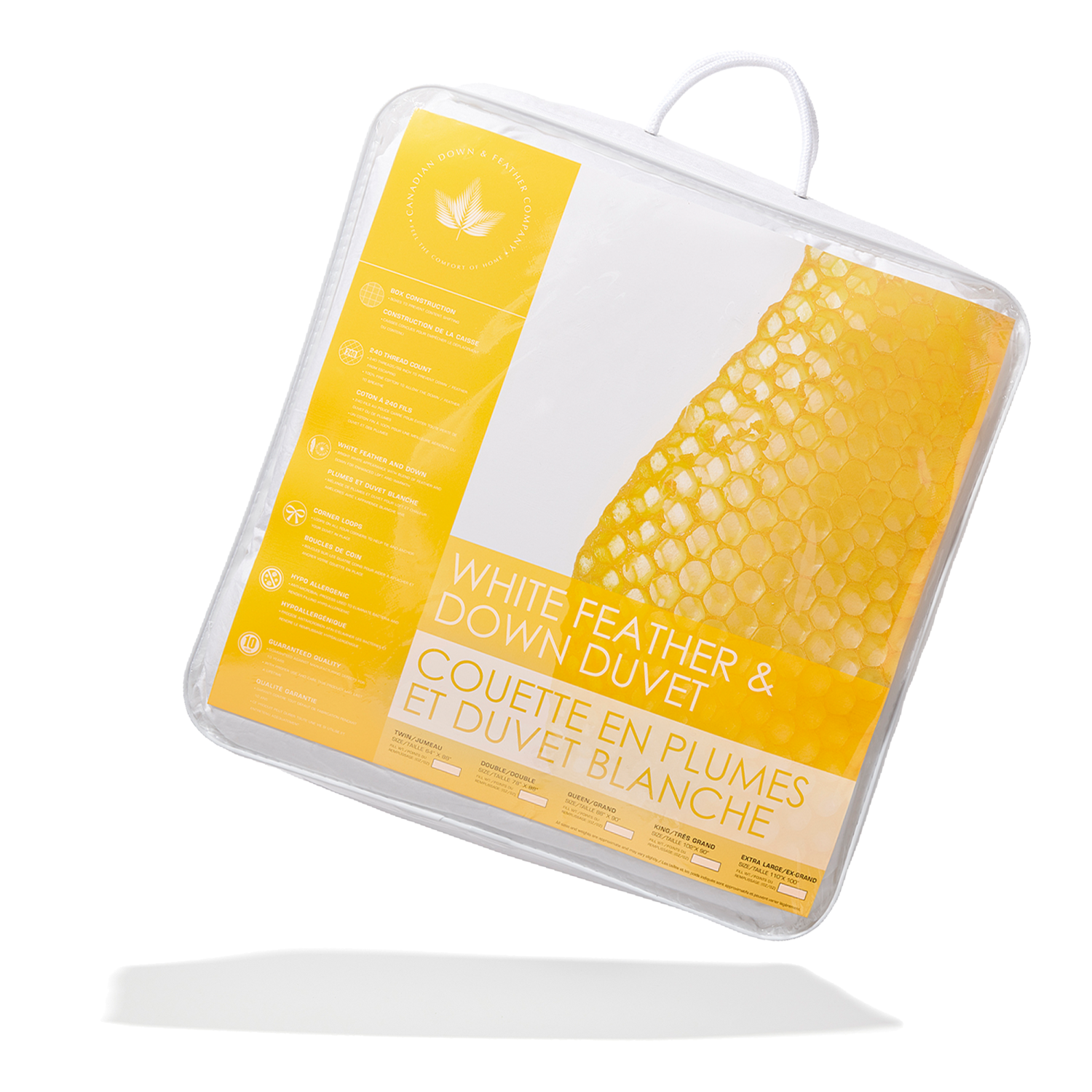 Douillette en plumes et duvet blanc de Canadian Co – Lit simple, poids toutes saisons