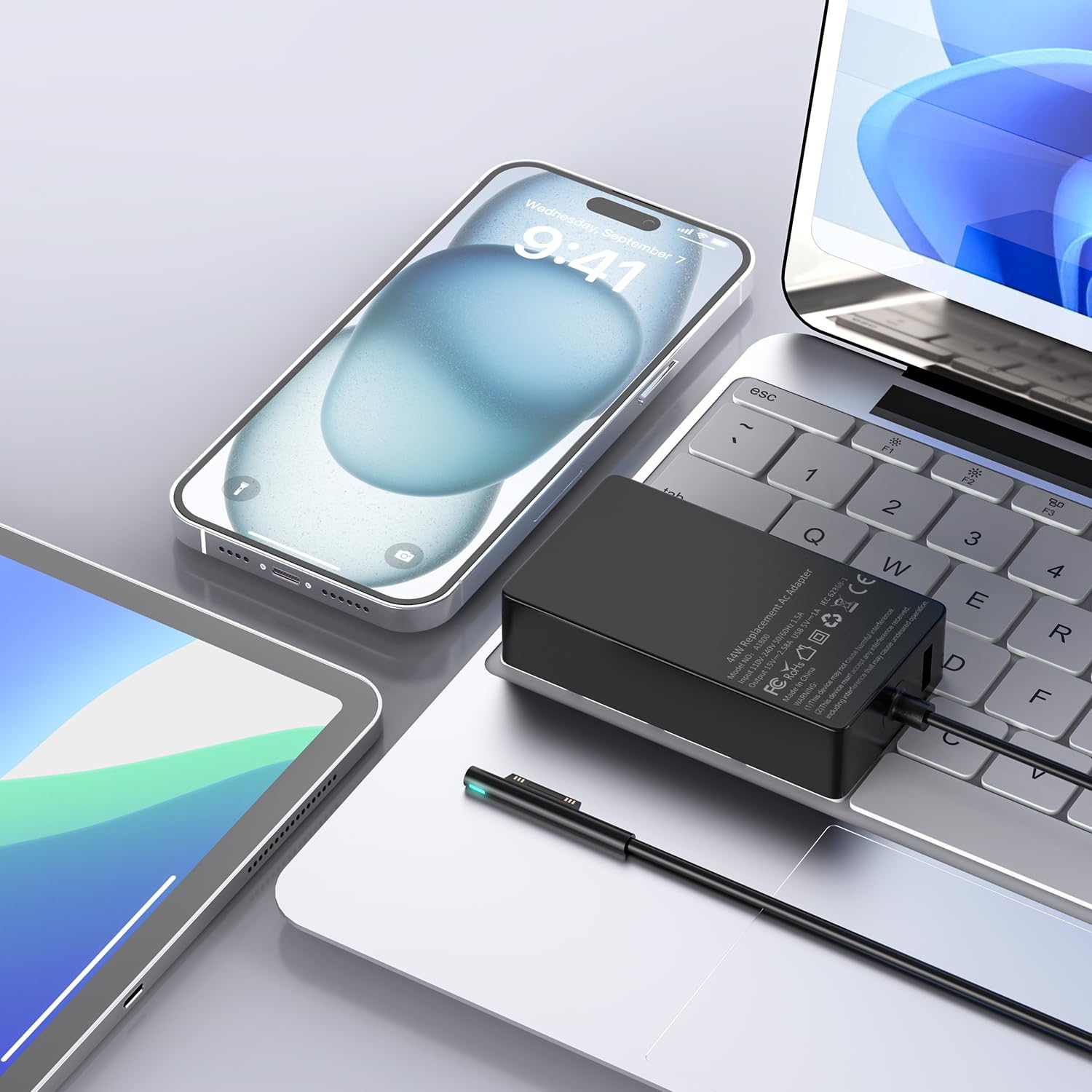 WINGOMART 44W 15V 2.58A Power Adapter Charger for Microsoft Surface Pro X/9/8/7/6/5, Surface Laptop 5/4/3/2/1, Surface Go and Book