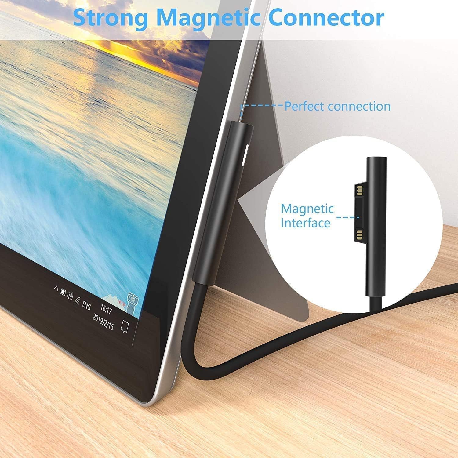 Chargeur adaptateur 2,58&nbsp;A 12&nbsp;V de 36&nbsp;W pour Surface Pro 3 Pro 4 Pro 5 de Microsoft avec port de chargement USB et cordon 6&nbsp;pi -