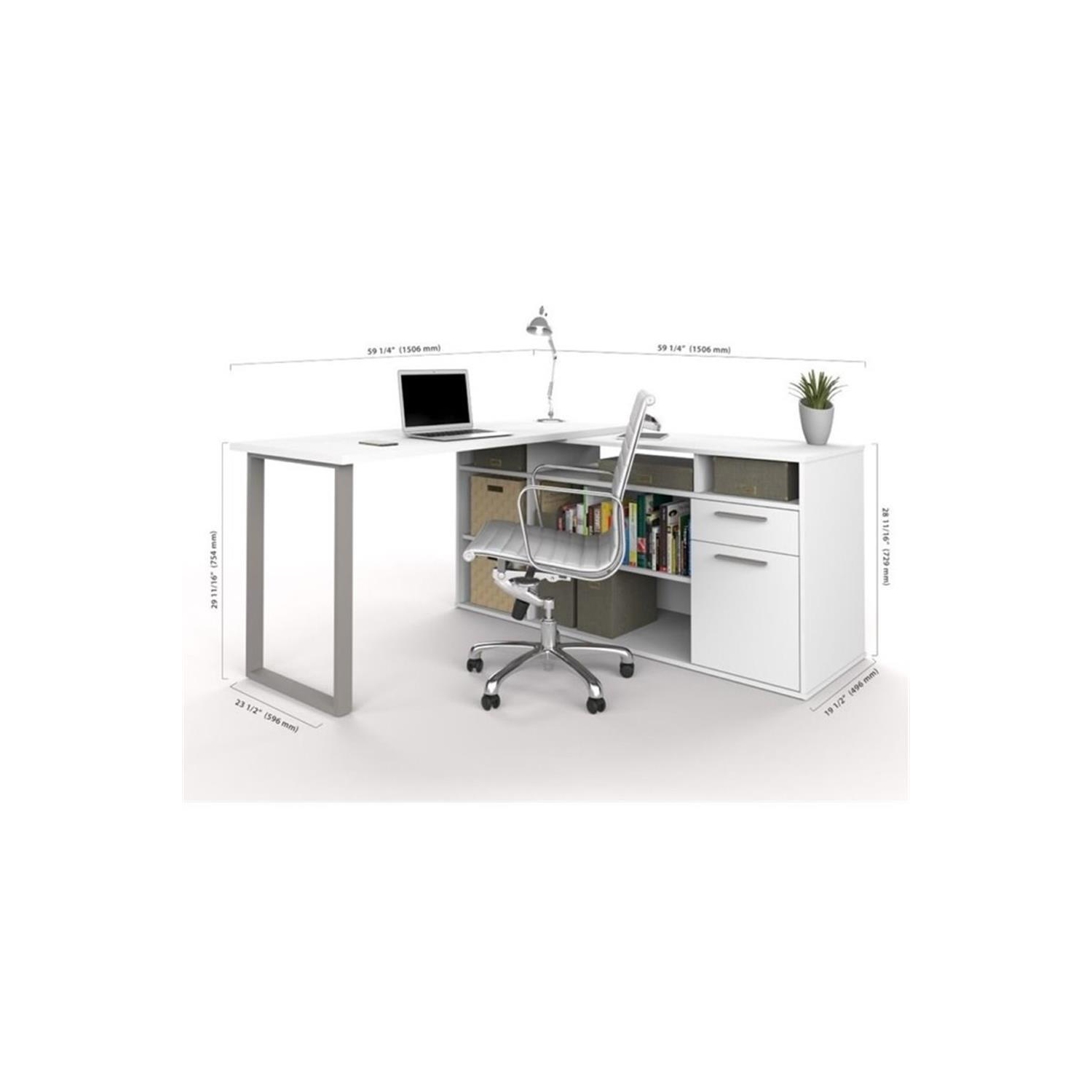 Solay L-Shaped Desk - White