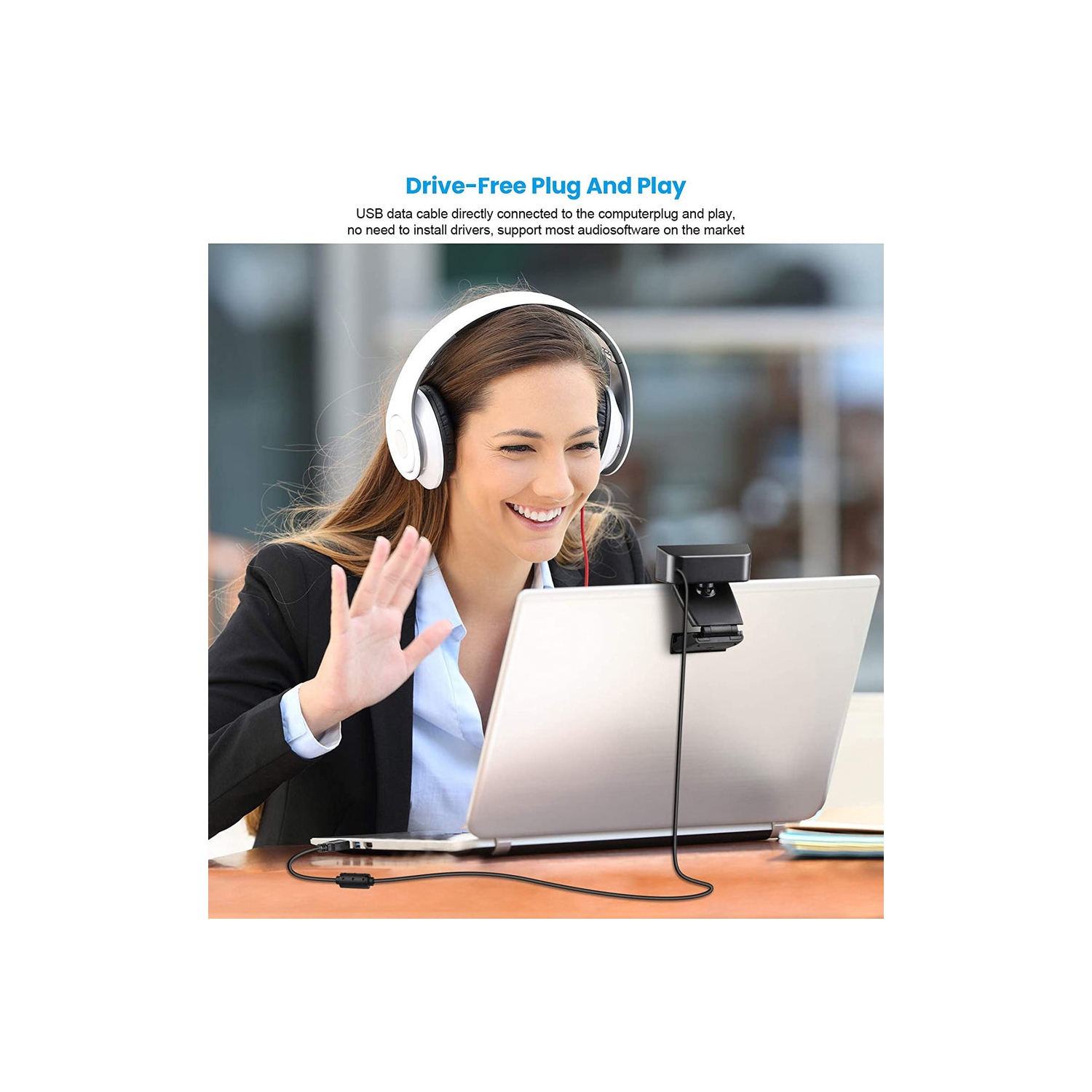 Caméra Web VisionCam 1080p de MotionGrey avec microphone pour ordinateur portable, diffusion USB, pour visioconférence et enregistrement en ligne,