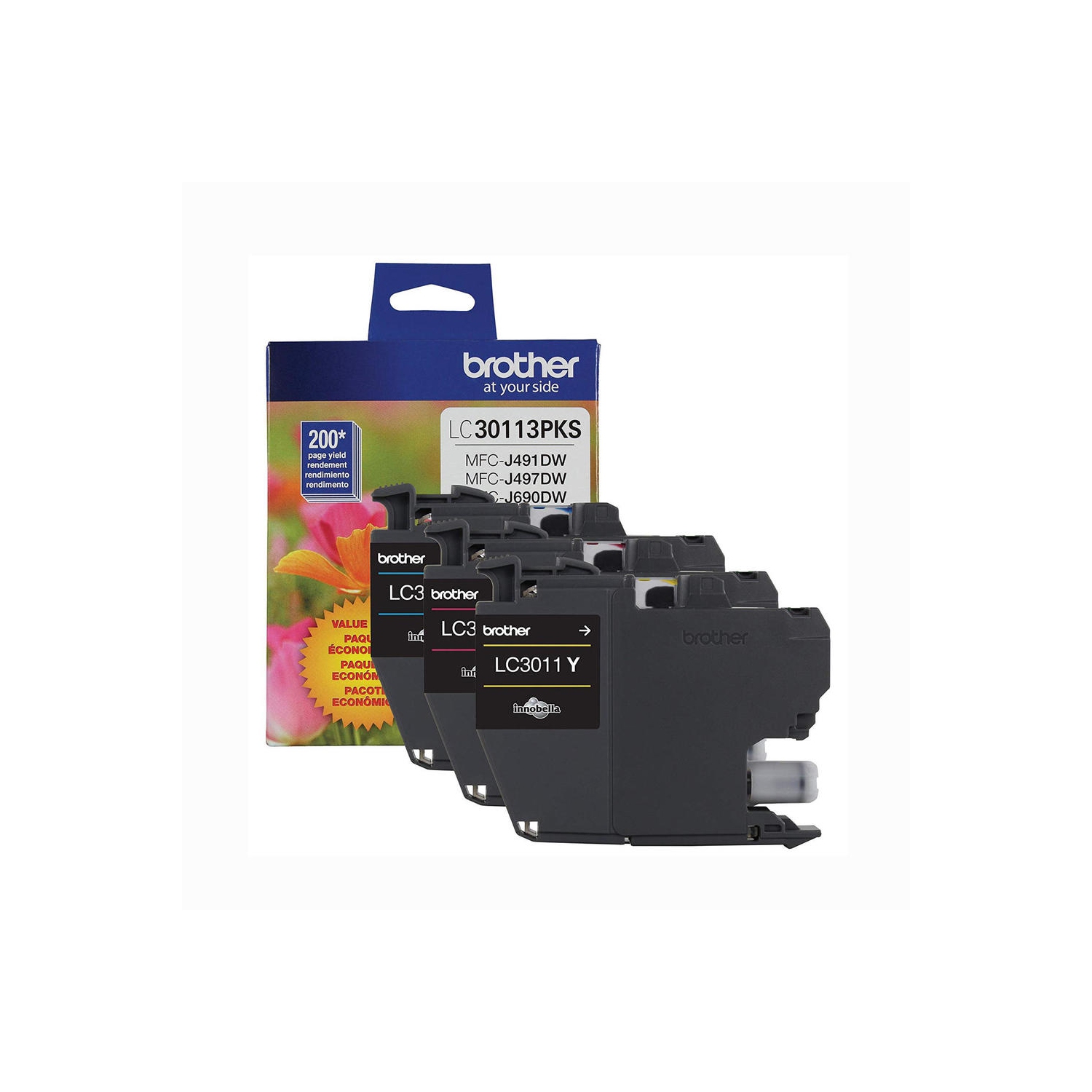 Brother LC30113PKS Original Color Ink Cartridge Combo C/M/Y