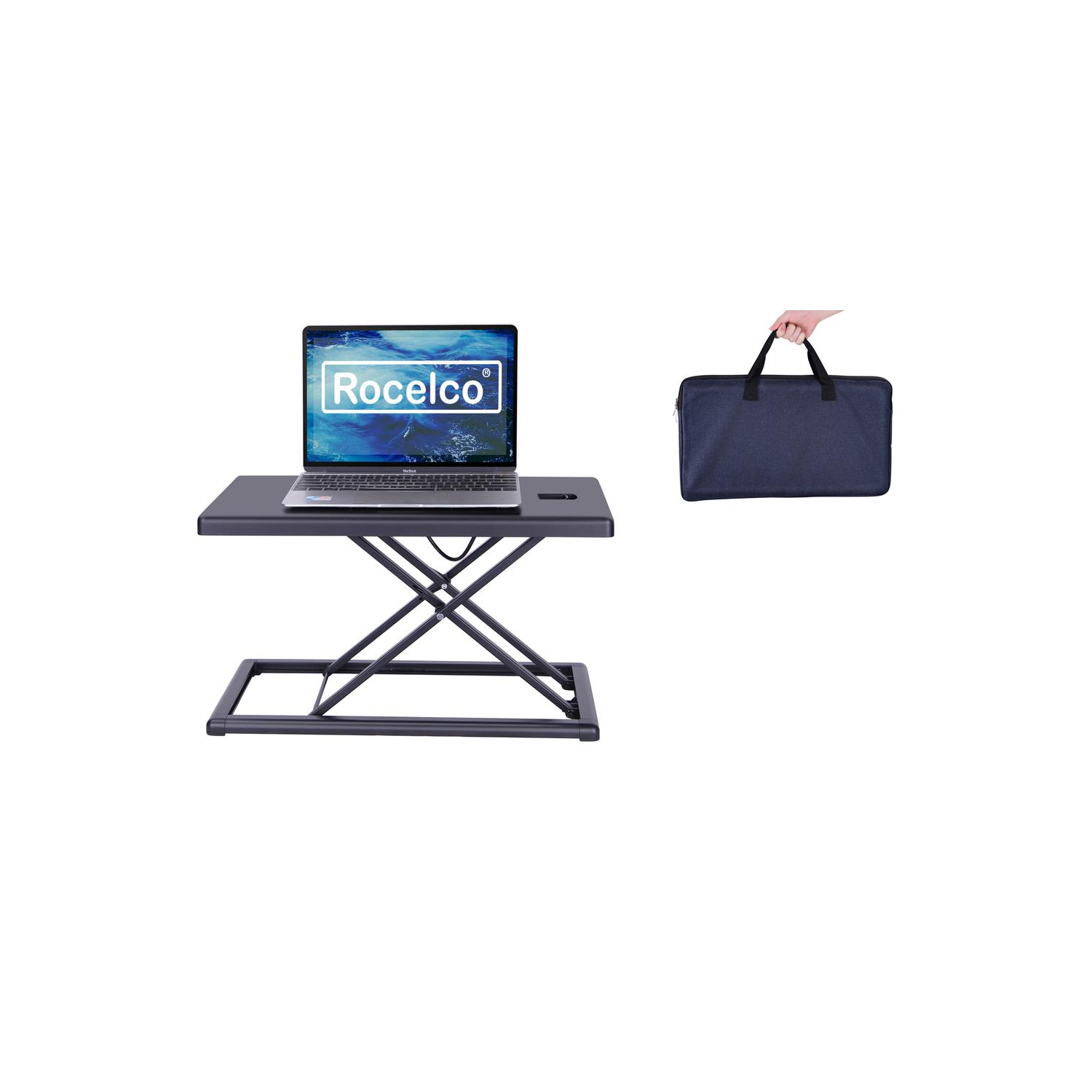 Rocelco PDR Portable Desk Riser for Laptops, Mobile Office Workspace (BLACK)