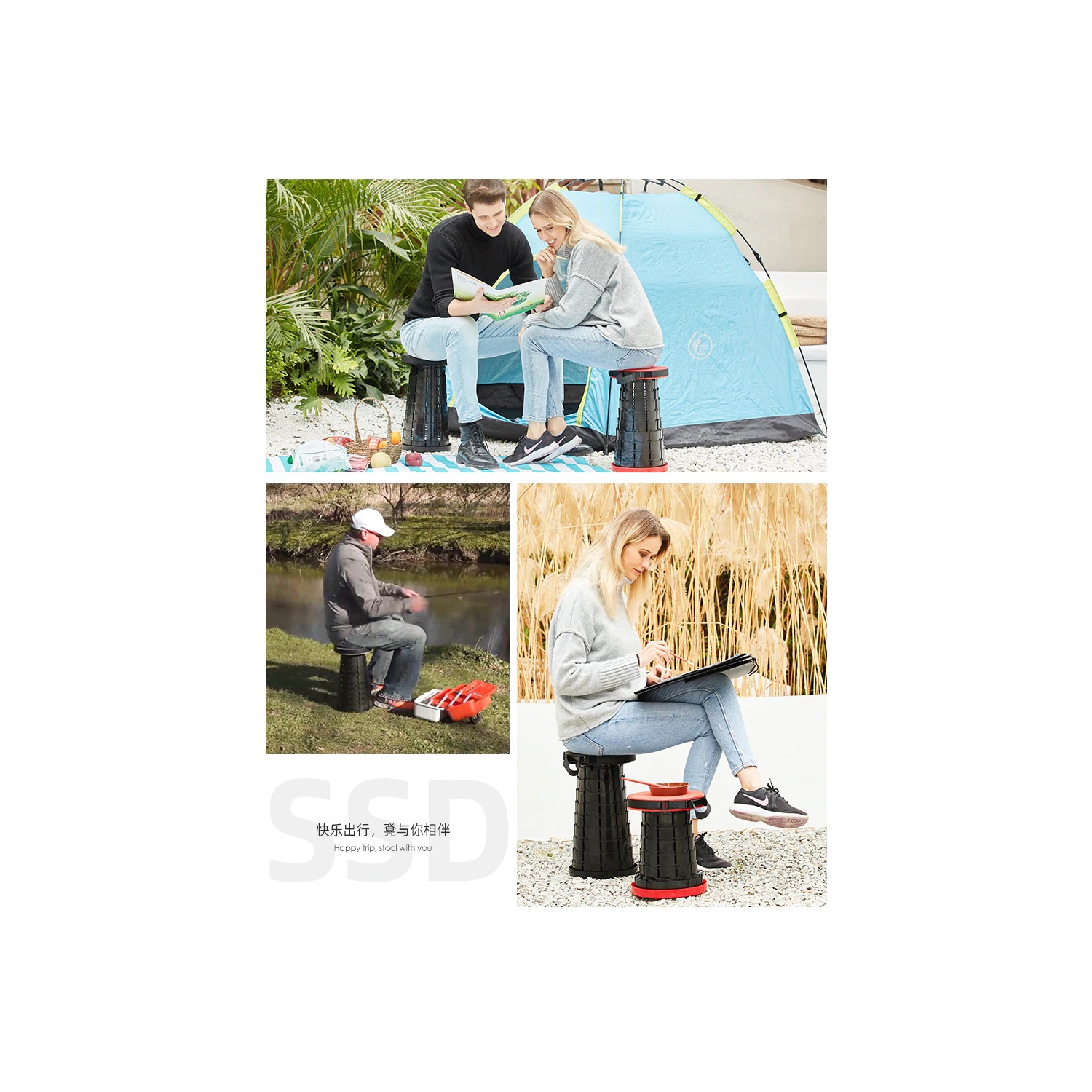 Retractable Outdoor Portable Stool Folding Camping/Fishing Stool (FREE SHIPPING)