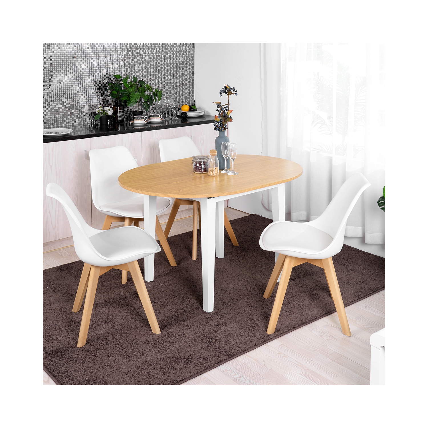 Homylin Extendable Dining Table Round35 To 47 Oval Extending Patio Kitchen Dining Table Best Buy Canada