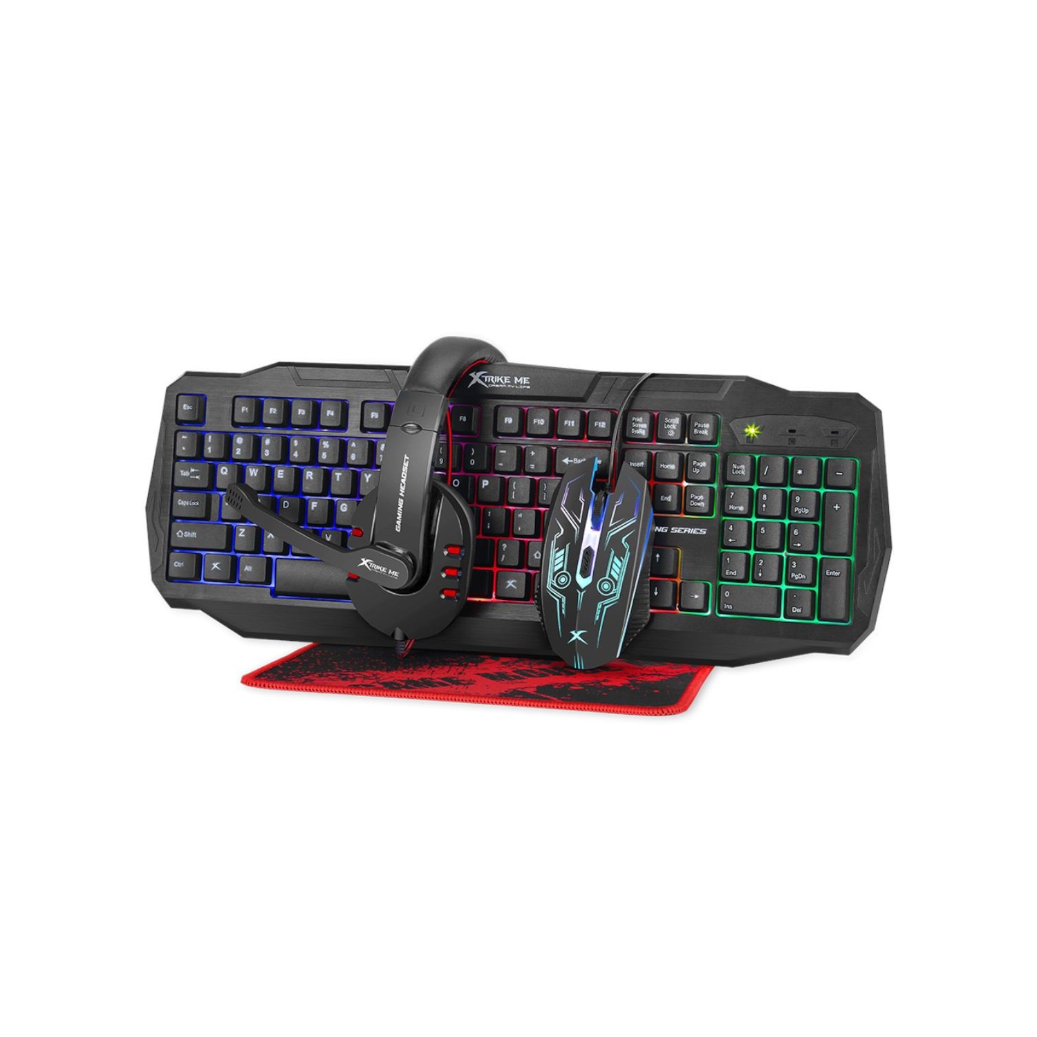 Xtrike Me CM-406 - Ensemble de Clavier, Souris, Casque et Tapis, Filaire avec Rétro-Éclairage