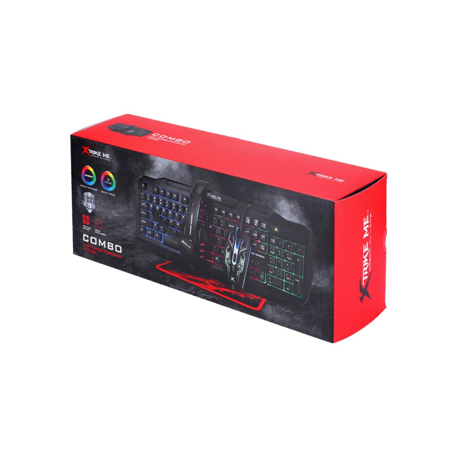 Xtrike Me CM-406 - Ensemble de Clavier, Souris, Casque et Tapis, Filaire avec Rétro-Éclairage