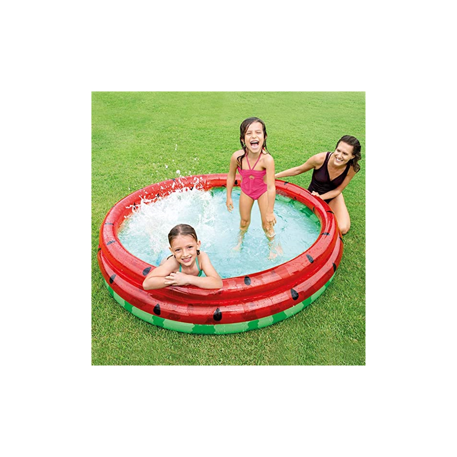 Intex - Piscine Gonflable pour Enfant à Trois Anneaux, 66'' X 15'', Motif Melon-D'eau