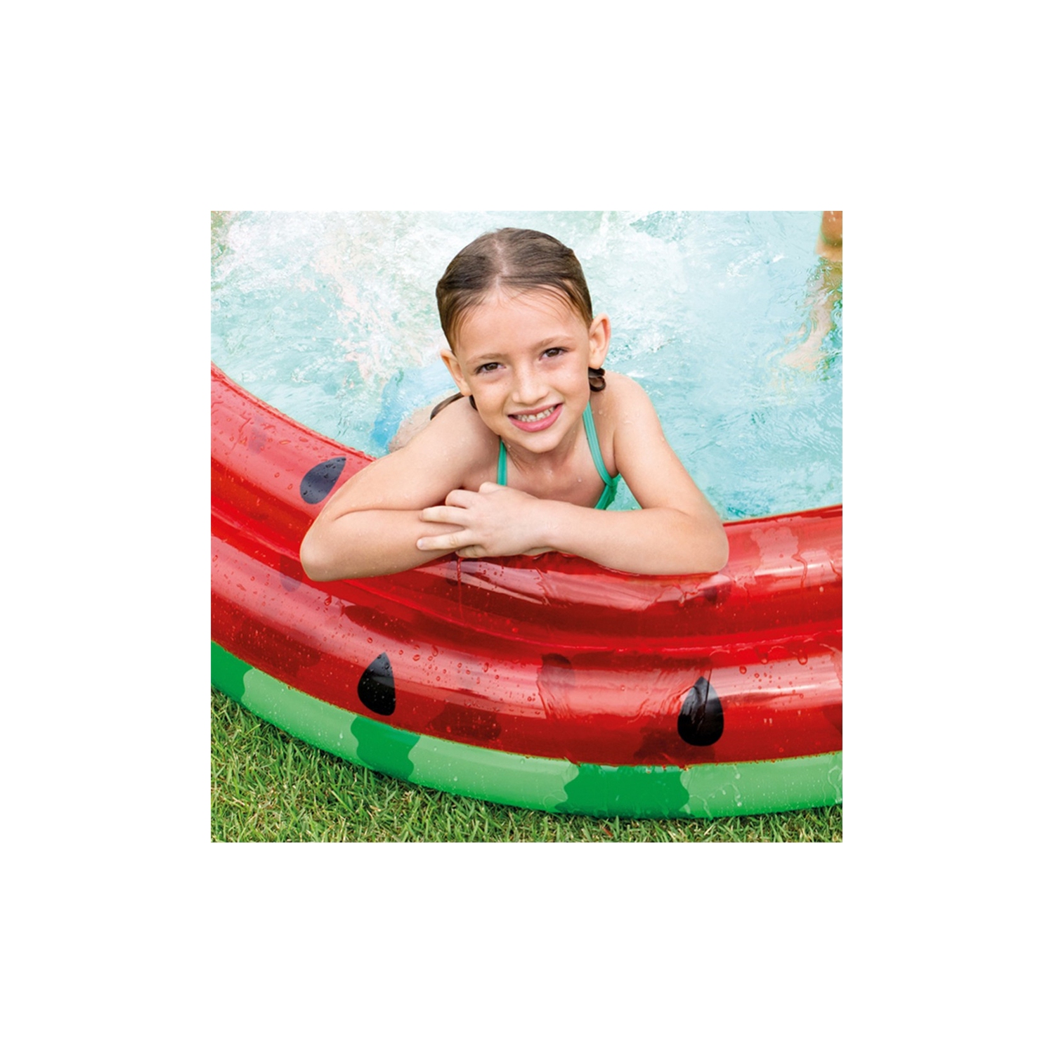 Intex - Piscine Gonflable pour Enfant à Trois Anneaux, 66'' X 15'', Motif Melon-D'eau