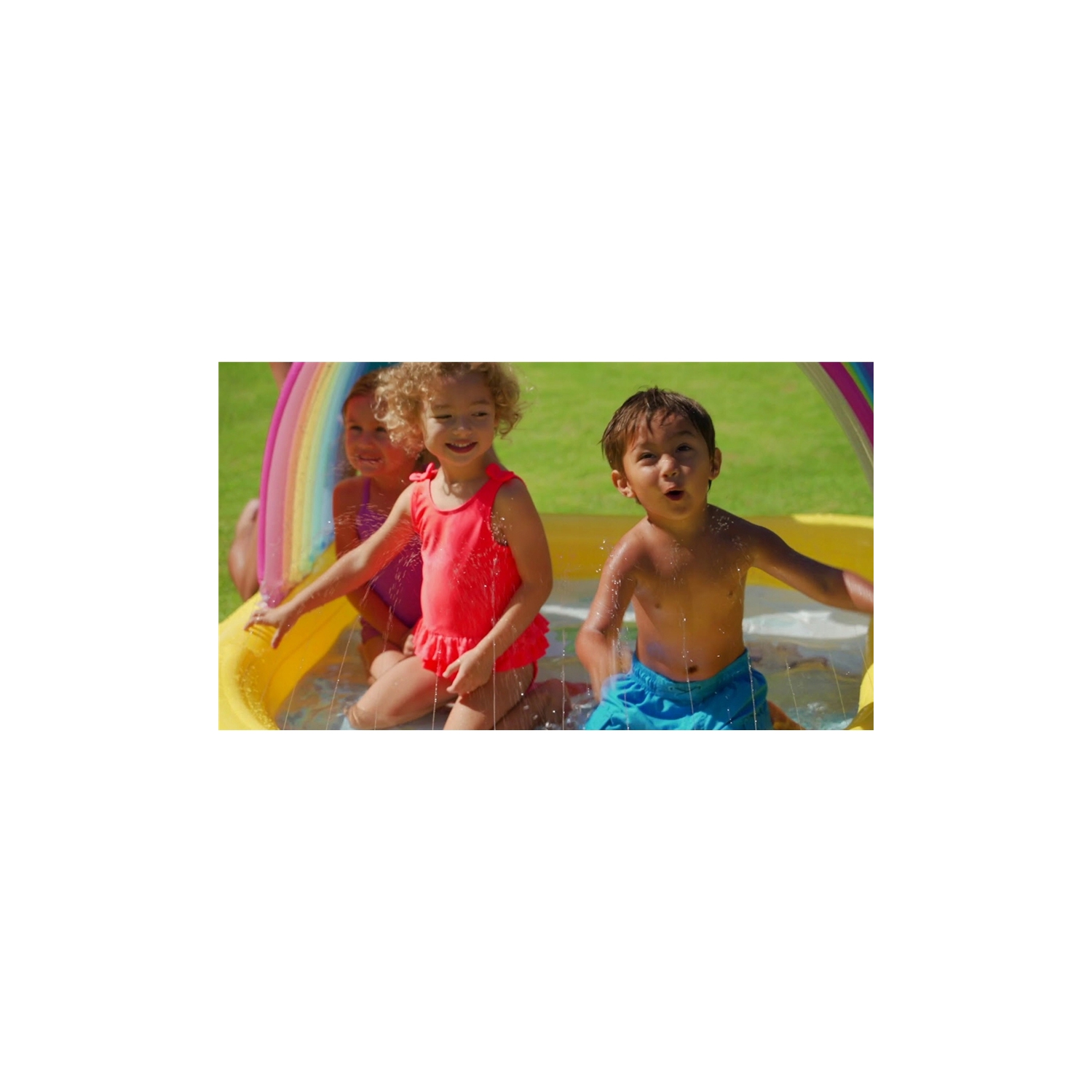 Intex - Inflatable children's pool with fountain, 58 '' x 51 '' x 34 '', Rainbow