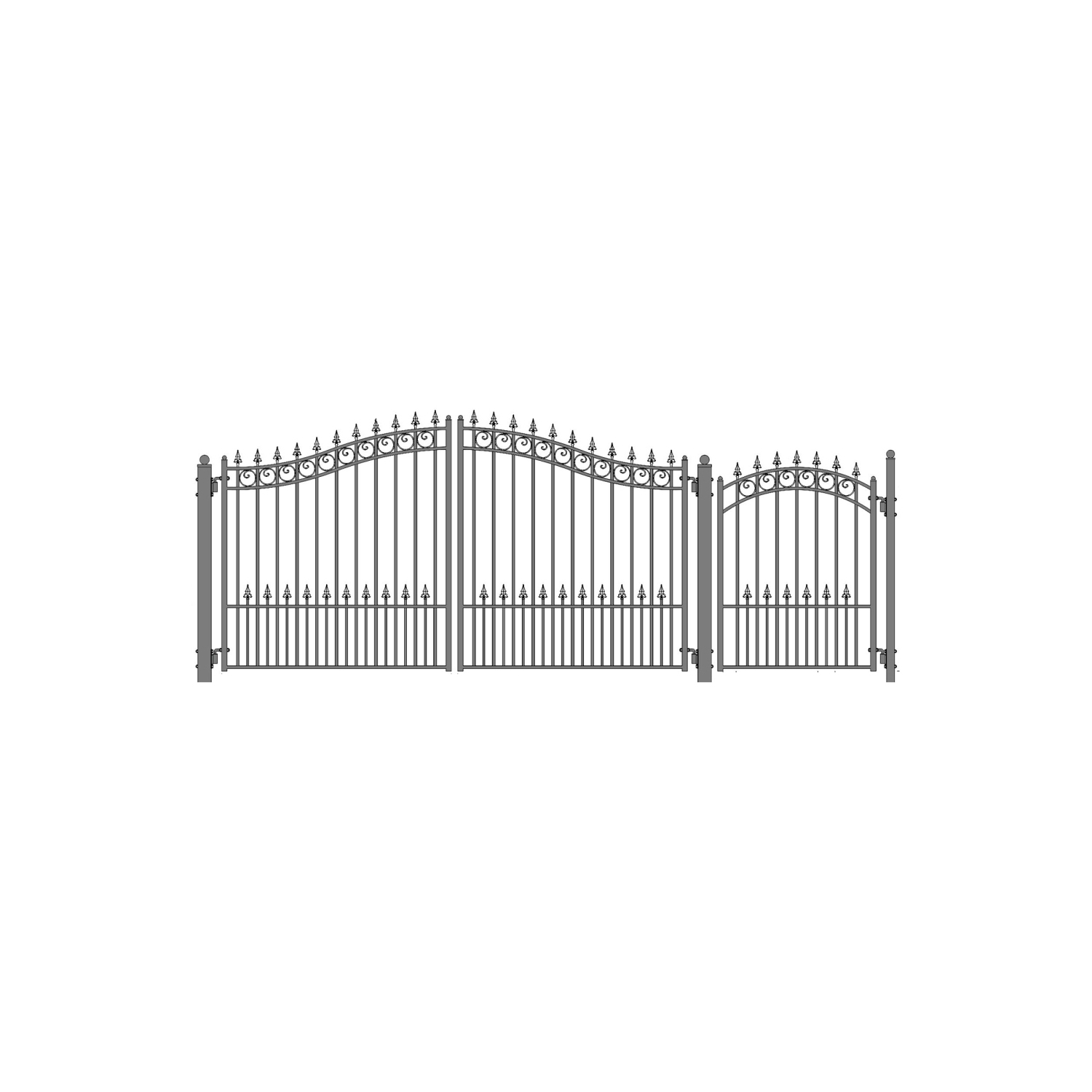 ALEKO SET12X4PRAD Prague Style Steel Swing Dual Driveway 12 ft with Pedestrian Gate 4 ft