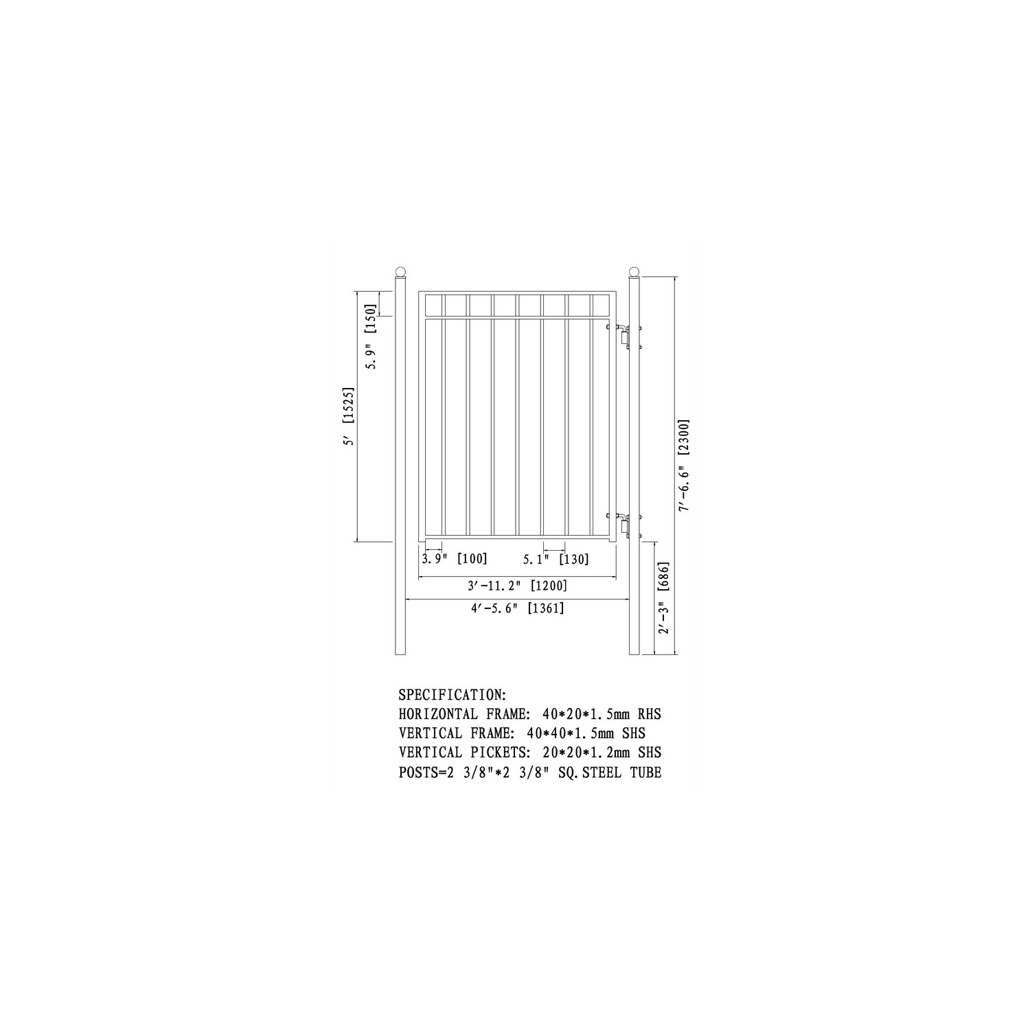 ALEKO Wrought Galvanized Steel and Powder Coated Paint MADRID Style Pedestrian Gate 5'
