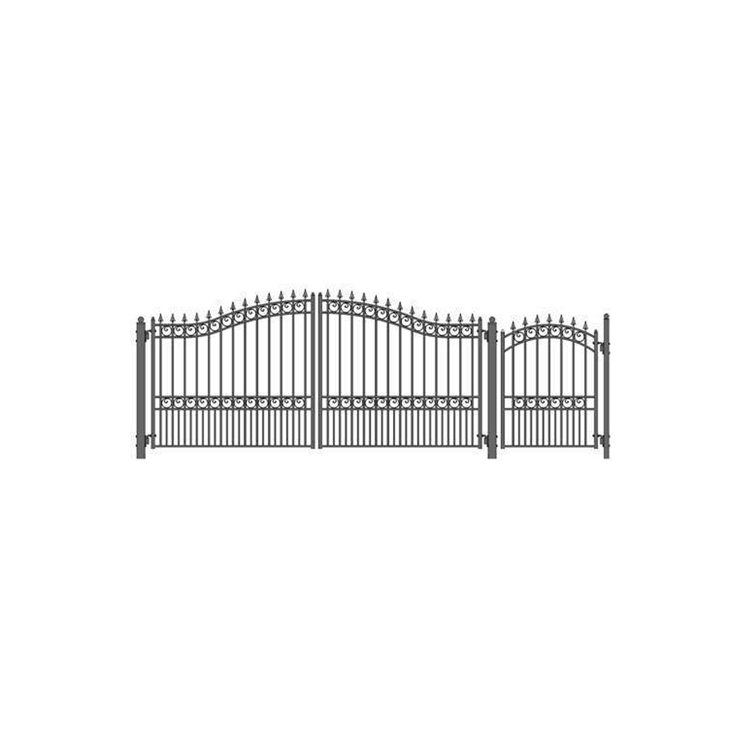 ALEKO SET14X4LOND London Style Steel Swing Dual Driveway 14 ft with Pedestrian Gate 4 ft