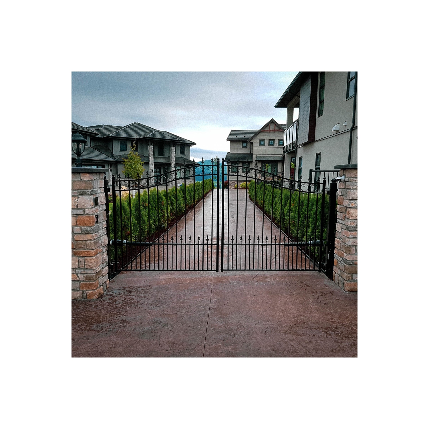 ALEKO DG14PRAD Prague Style Dual Swing Steel Driveway Gate 14'