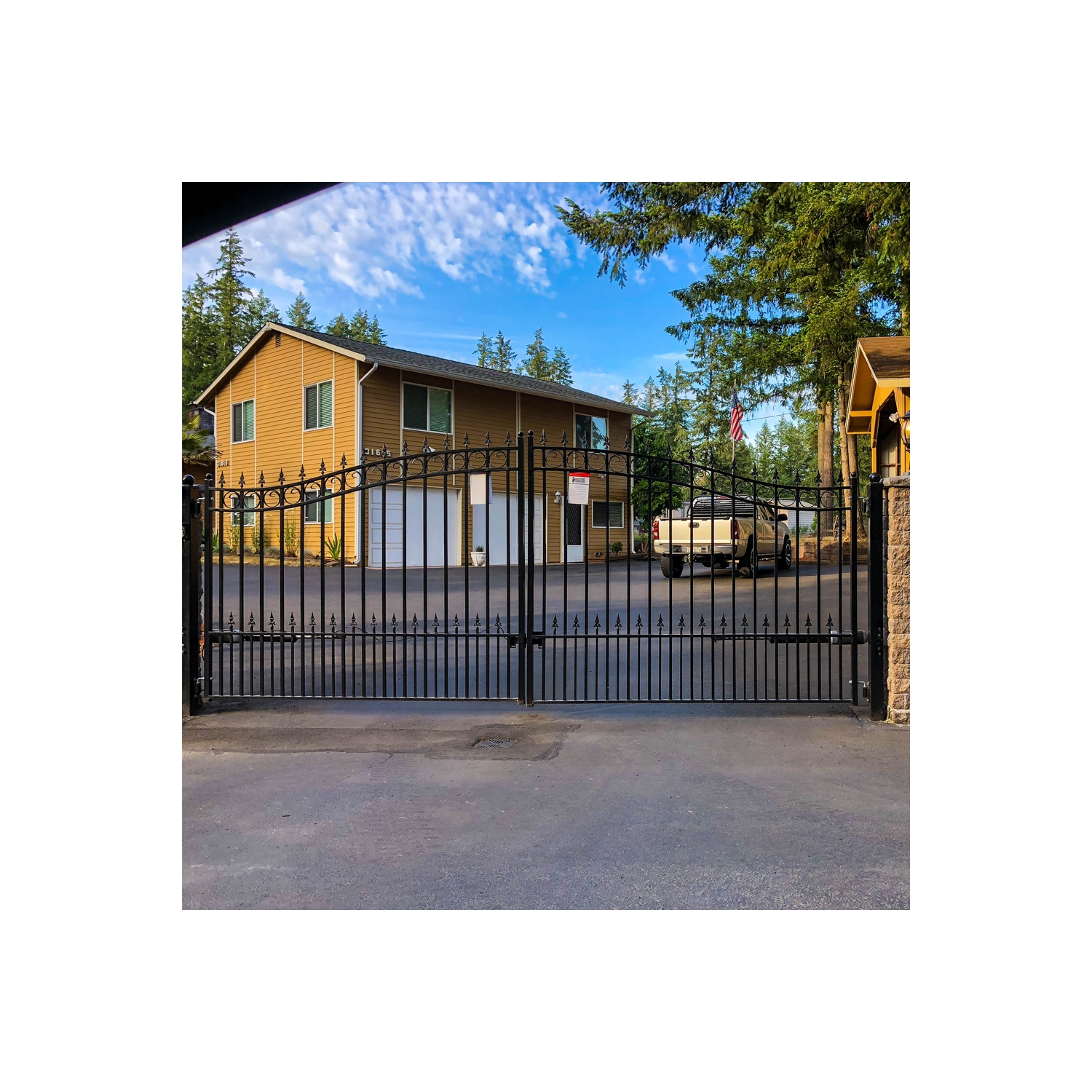 ALEKO DG14PRAD Prague Style Dual Swing Steel Driveway Gate 14'