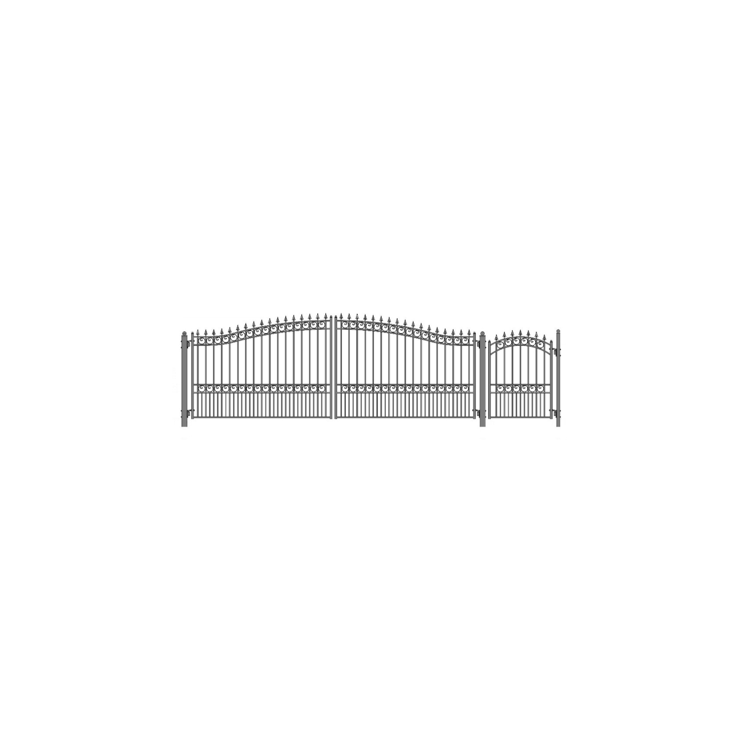 ALEKO SET16X4LOND London Style Steel Swing Dual Driveway 16 ft with Pedestrian Gate 4 ft