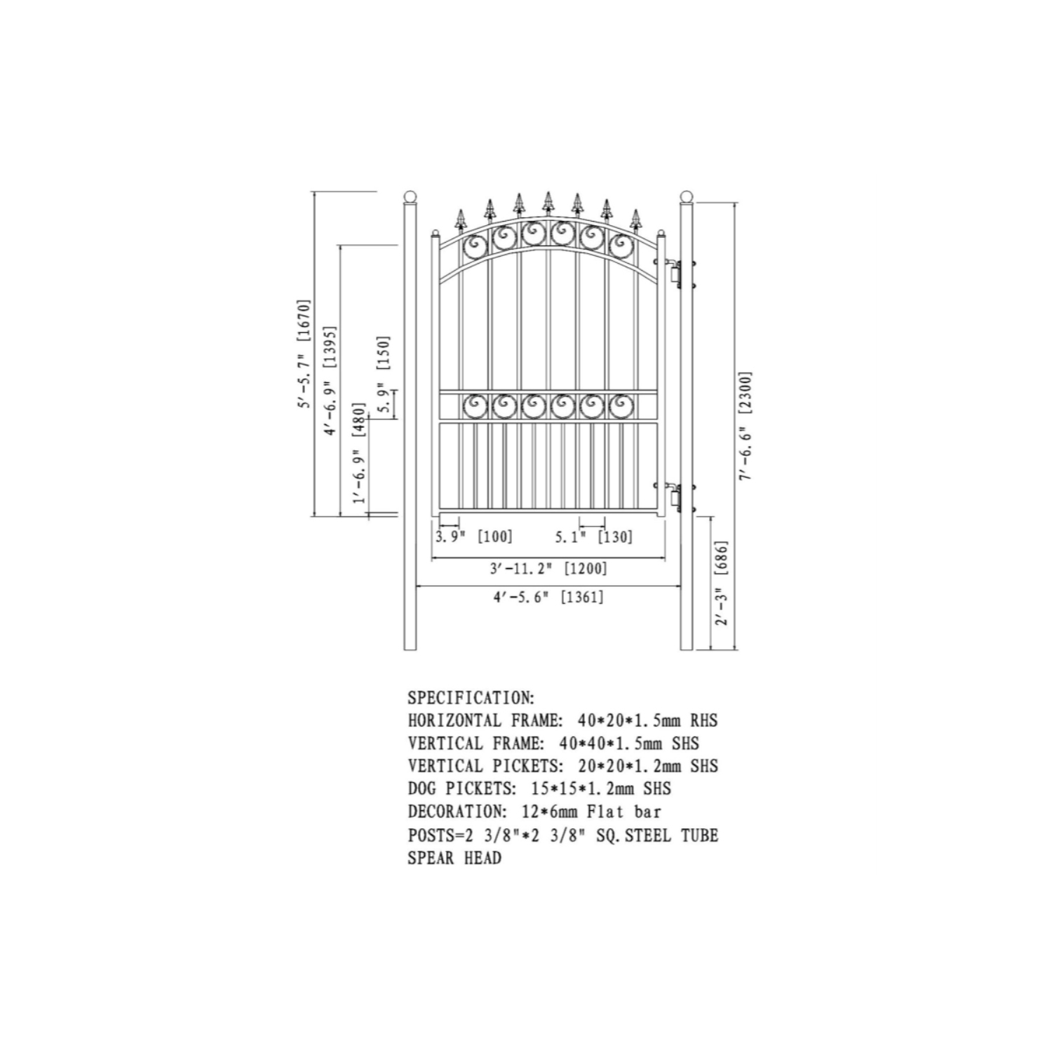ALEKO SET16X4LOND London Style Steel Swing Dual Driveway 16 ft with Pedestrian Gate 4 ft