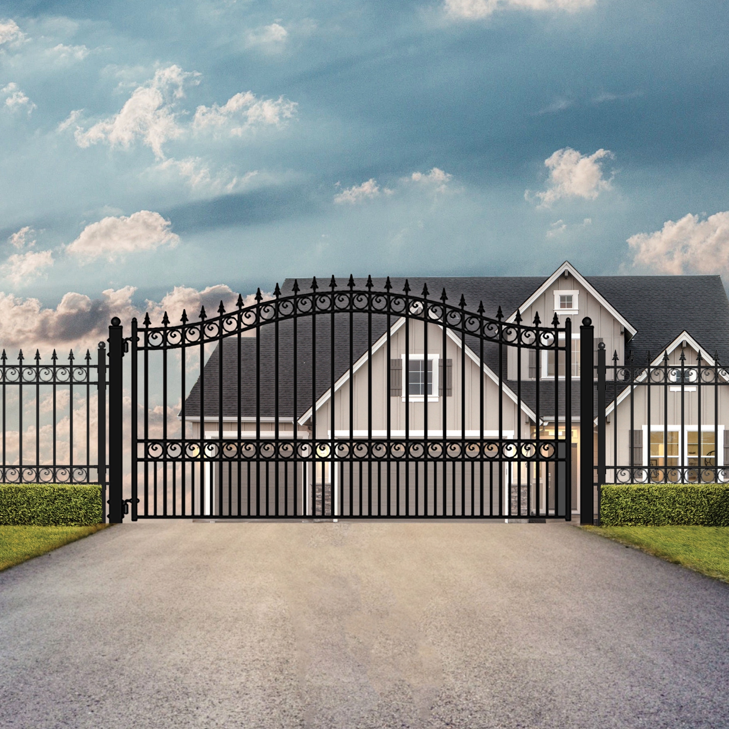 ALEKO® DG18LONSSW London Style Single Swing Steel Driveway Gate 18'