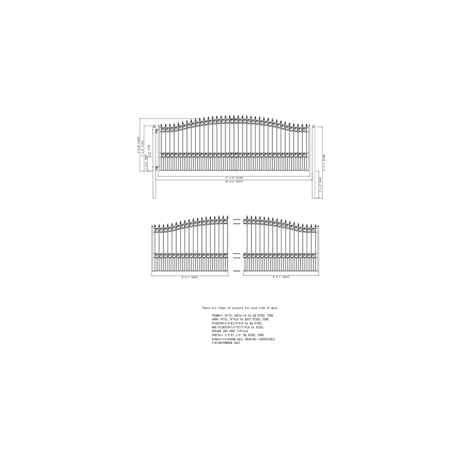 ALEKO® DG18LONSSW London Style Single Swing Steel Driveway Gate 18'