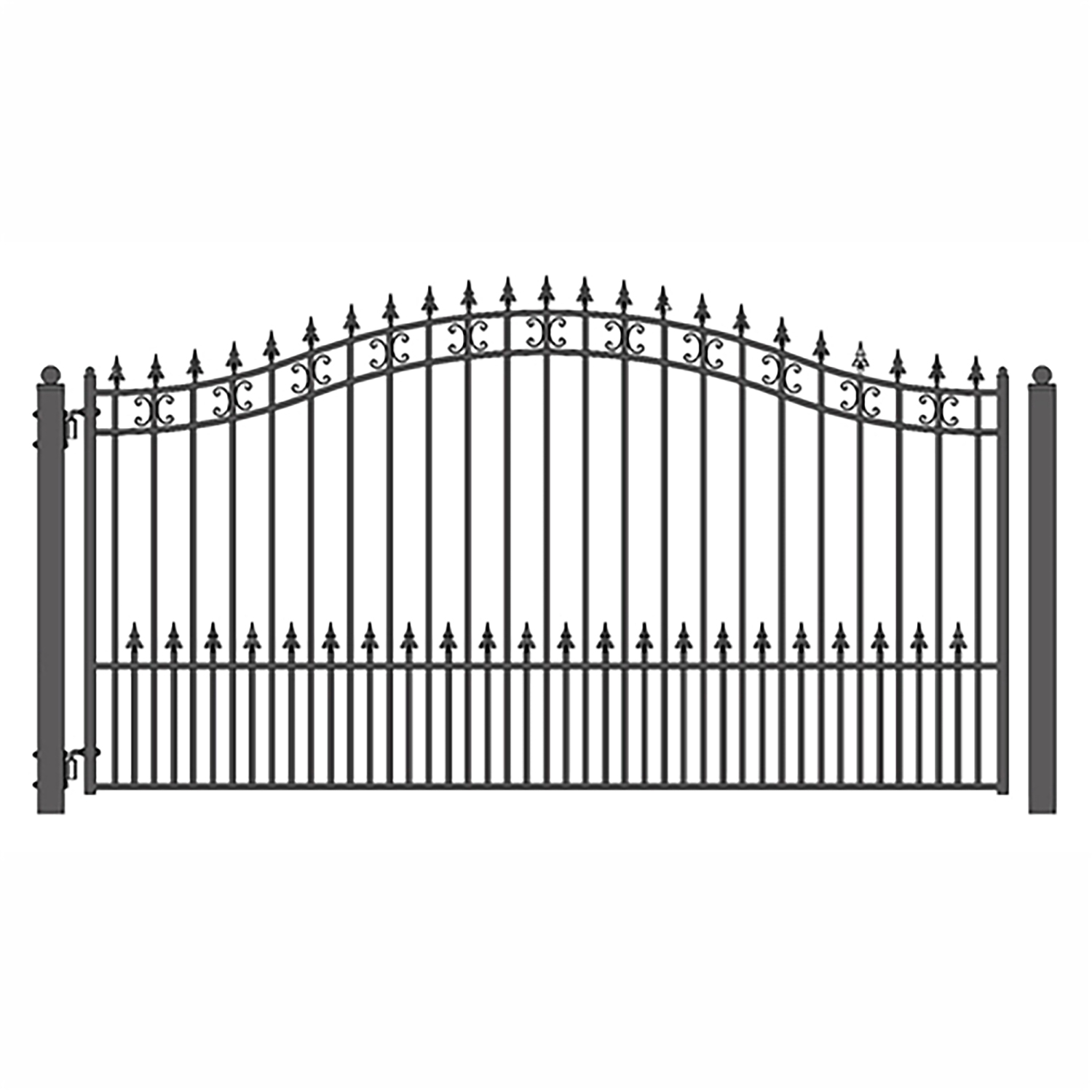 ALEKO SET16X4STPS St. Louis Style Steel Swing Single Driveway 16 ft with Pedestrian Gate 4 ft