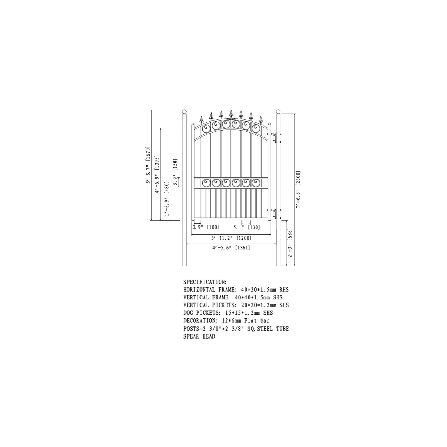 ALEKO® London Steel Pedestrian Gate 5'