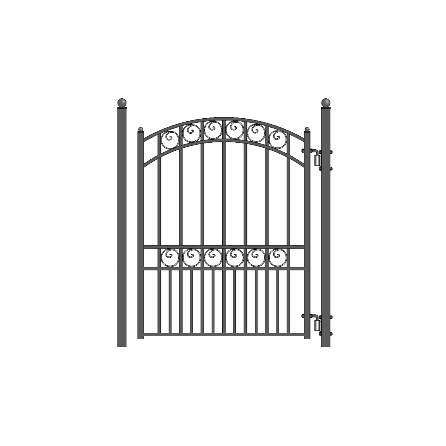 ALEKO SET12X4PARS Paris Style Steel Swing Single Driveway 12 ft with Pedestrian Gate 4 ft