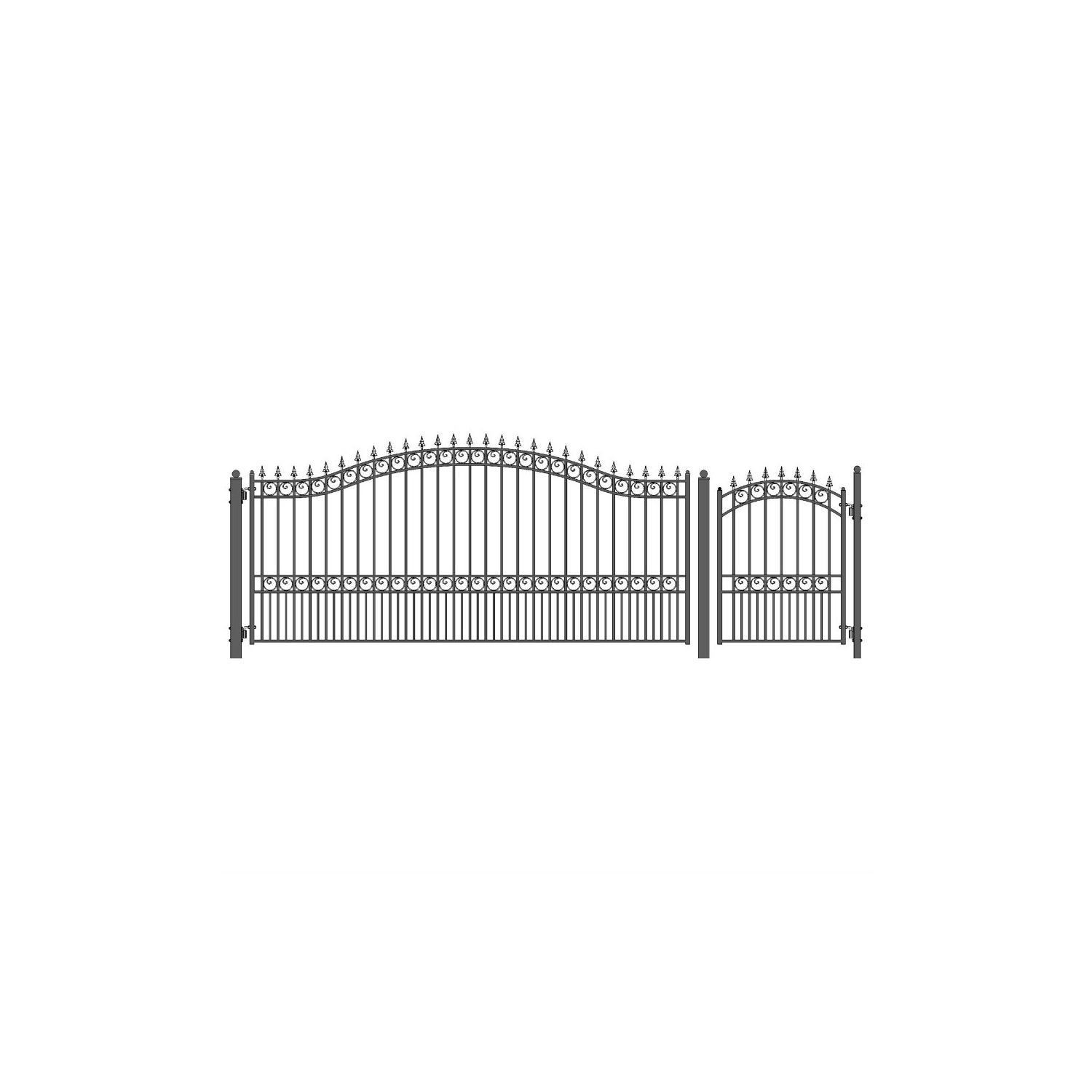 ALEKO SET12X4LONS London Style Steel Swing Single Driveway 12 ft with Pedestrian Gate 4 ft