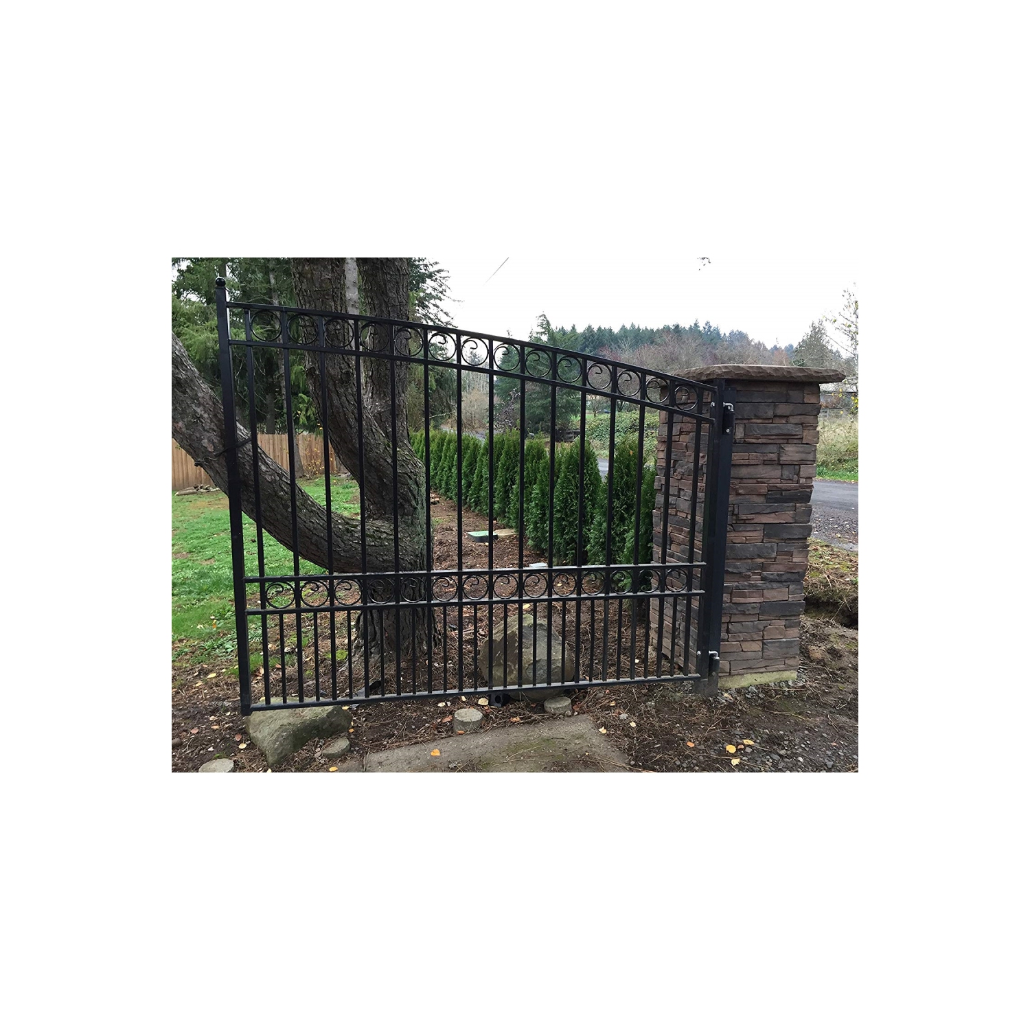 ALEKO SET14X4PARD Paris Style Steel Swing Dual Driveway 14 ft with Pedestrian Gate 4 ft