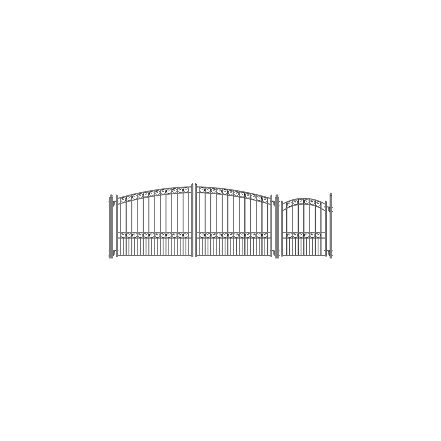 ALEKO SET14X4PARD Paris Style Steel Swing Dual Driveway 14 ft with Pedestrian Gate 4 ft