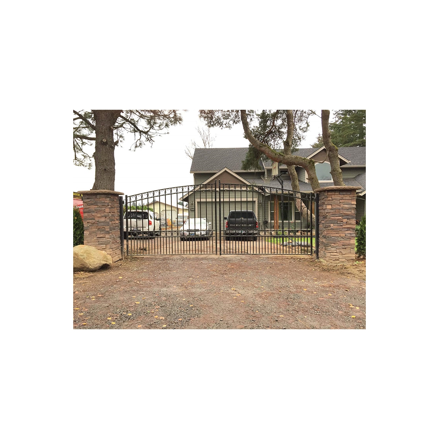 ALEKO SET14X4PARD Paris Style Steel Swing Dual Driveway 14 ft with Pedestrian Gate 4 ft