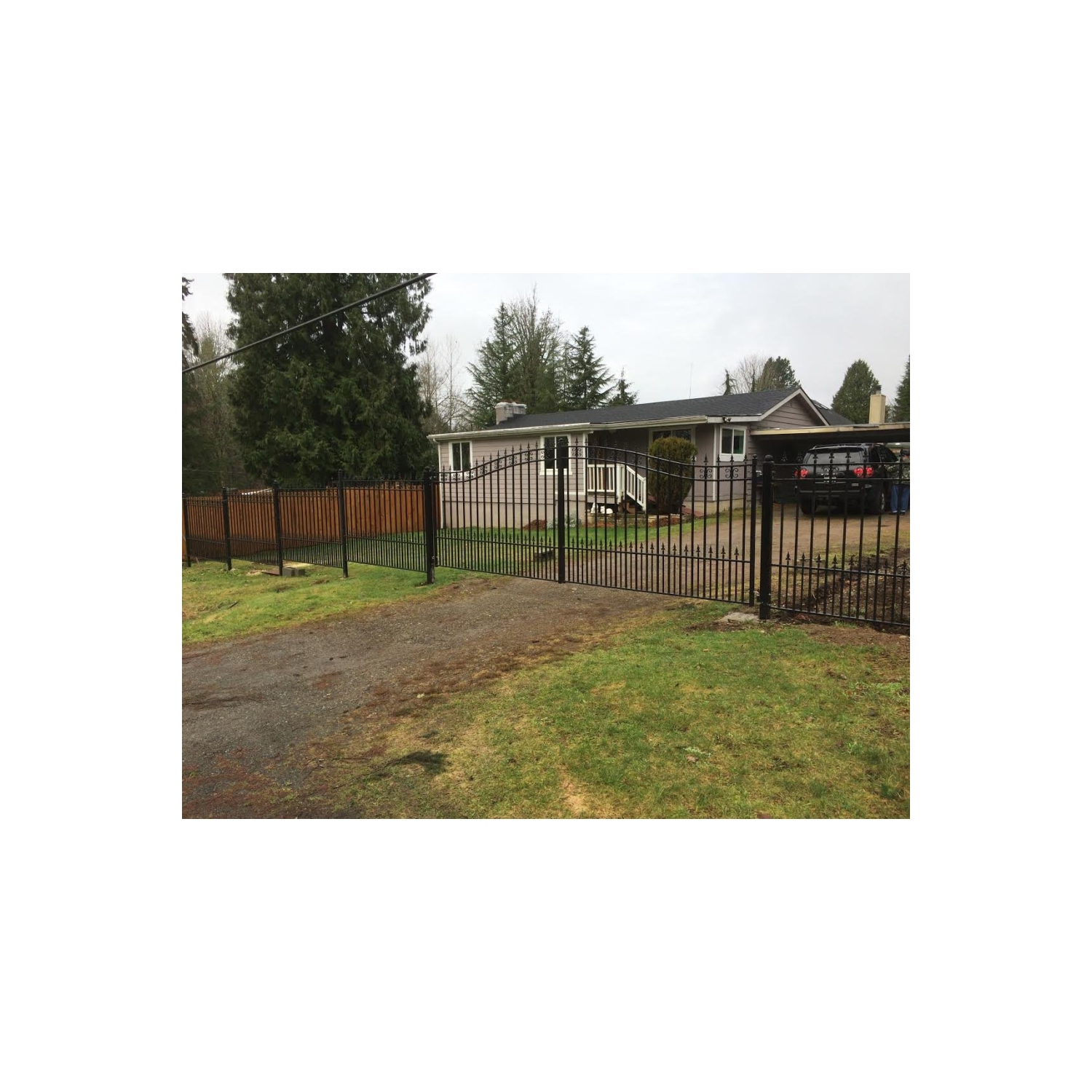 ALEKO SET14X4STPS ST. Petersburg Style Steel Swing Single Driveway 14 ft with Pedestrian Gate 4 ft