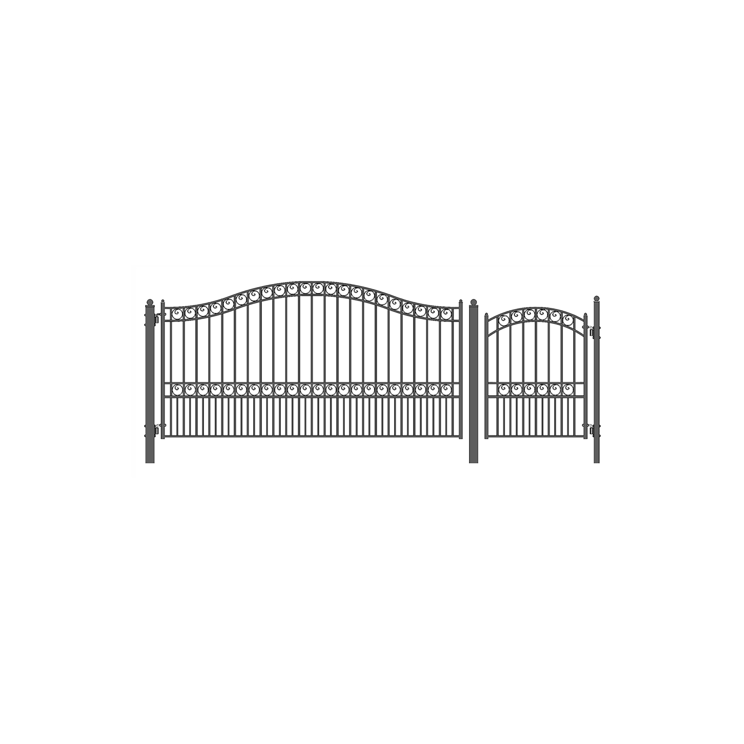 ALEKO SET18X4PARS Paris Style Steel Swing Single Driveway 18 ft with Pedestrian Gate 4 ft