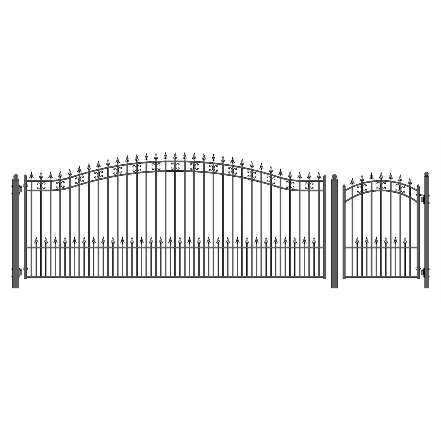 ALEKO SET18X4STPS St. Petersburg Style Steel Swing Single Driveway 18 ft with Pedestrian Gate 4 ft