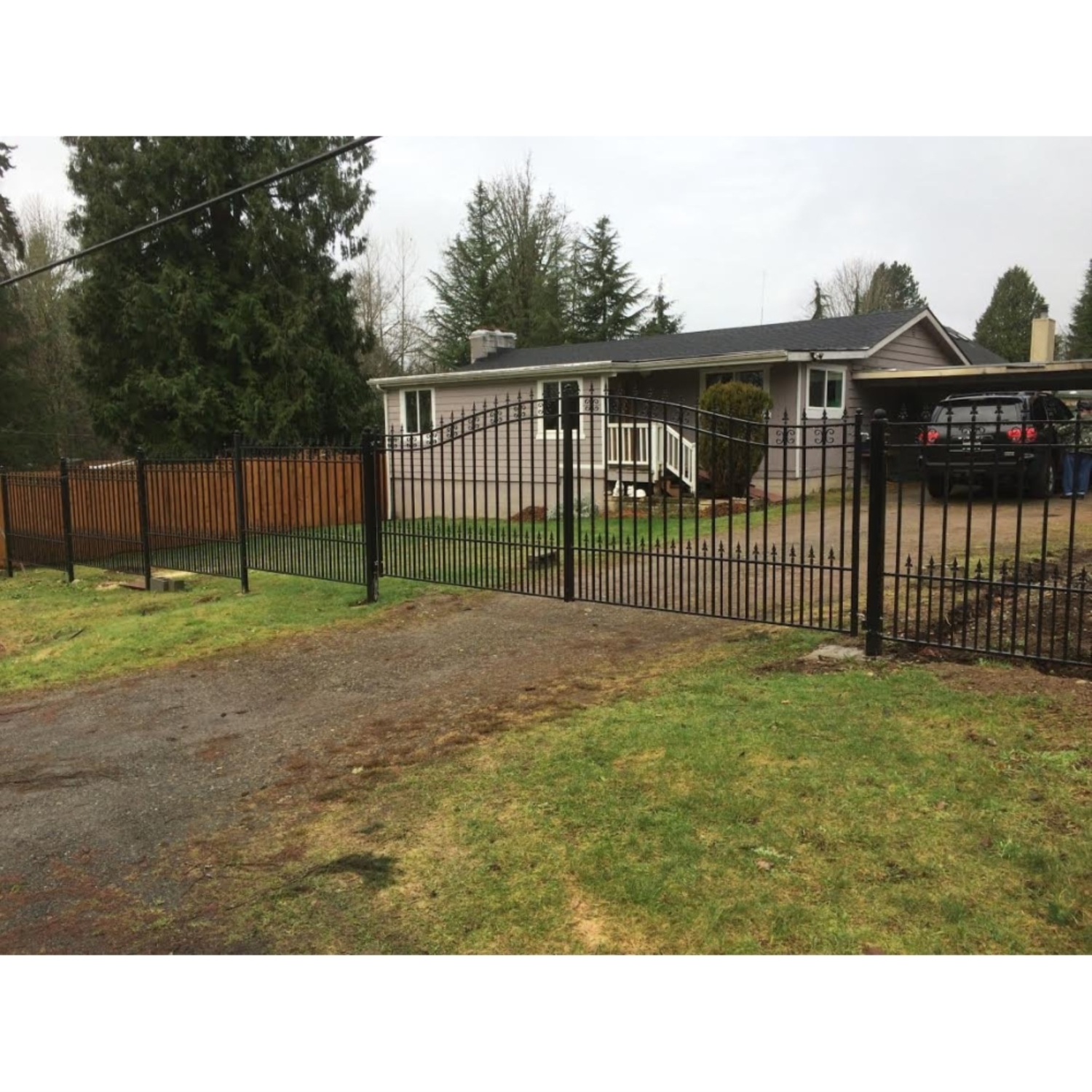 ALEKO SET18X4STPS St. Petersburg Style Steel Swing Single Driveway 18 ft with Pedestrian Gate 4 ft