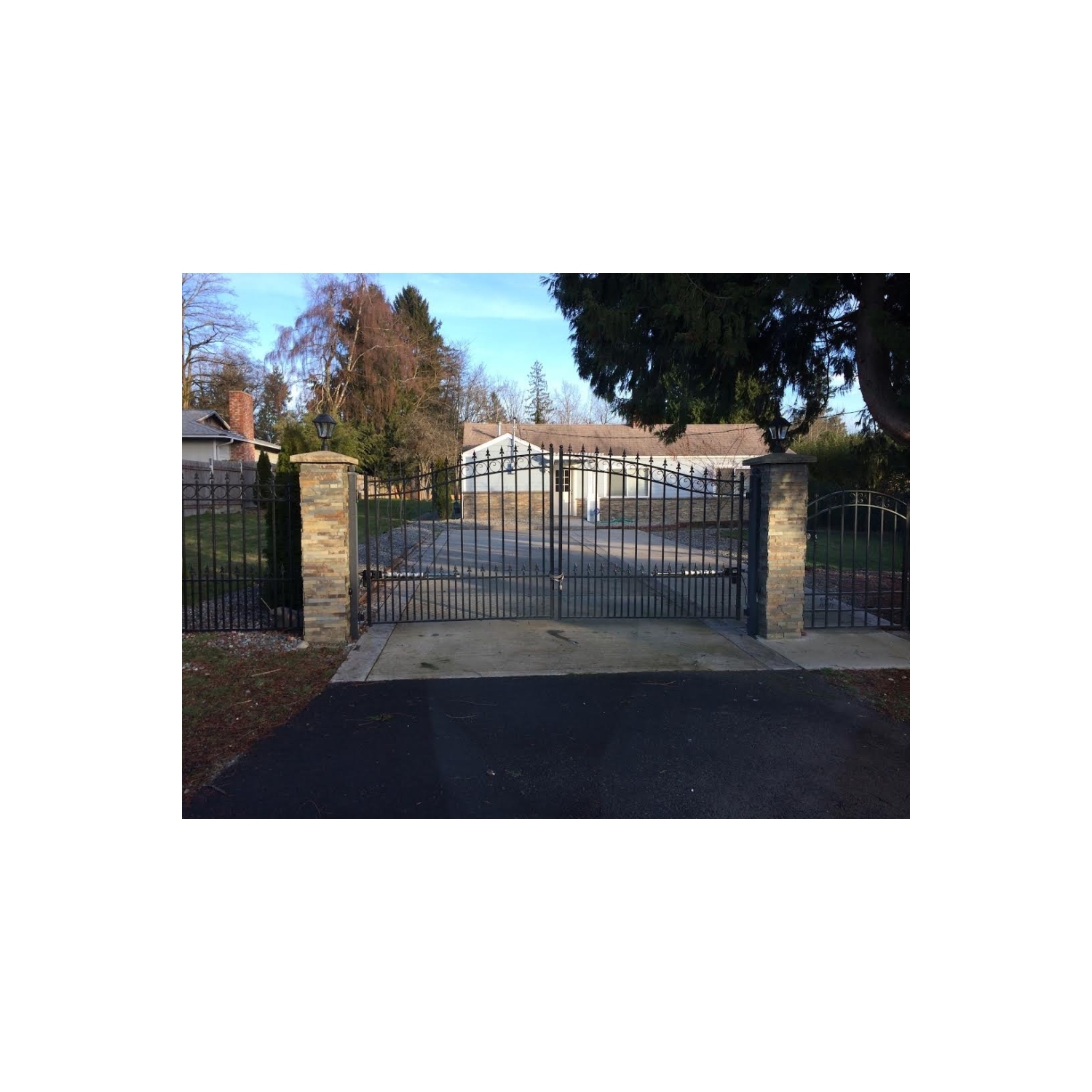 ALEKO SET18X4PRAD Prague Style Steel Swing Dual Driveway 18 ft with Pedestrian Gate 4 ft