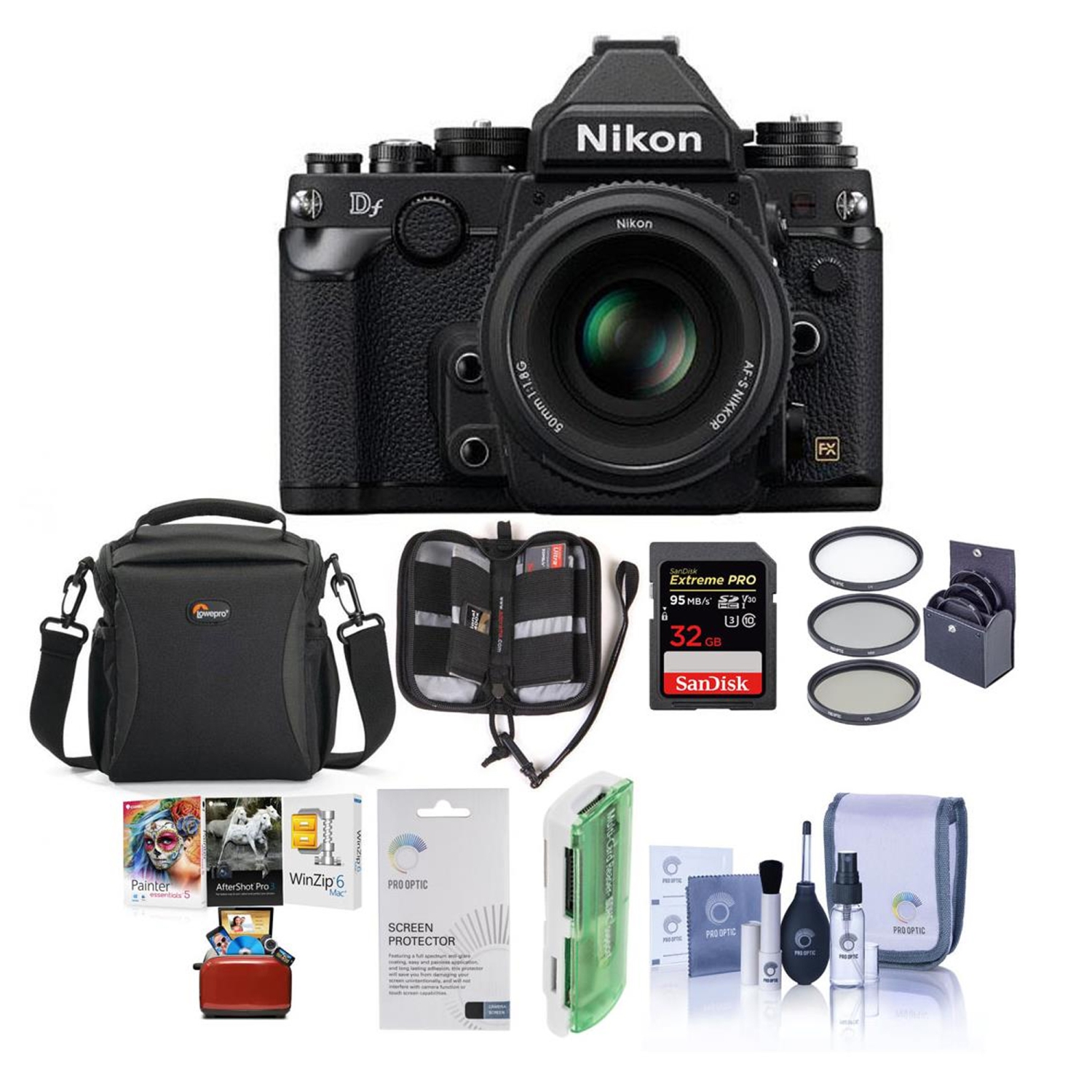 Nikon Df FX-format Digital SLR Camera Kit with AF-S NIKKOR 50mm f/1.8G - Bundle with Camera Case, 32GB SDHC Card, 58mm UV - US Version w/ Seller