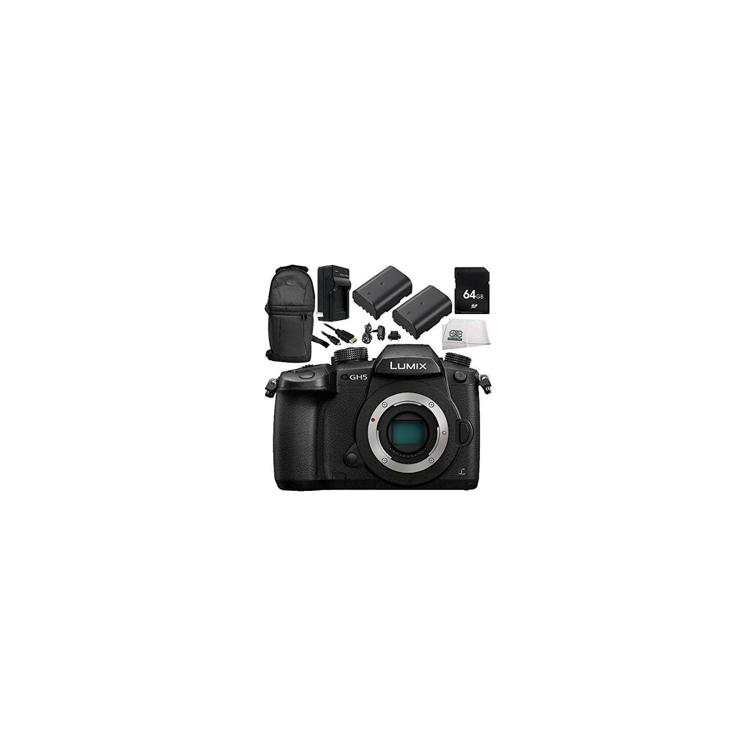 Panasonic Lumix DC-GH5 Mirrorless Micro Four Thirds Digital Camera (Body only) 64GB Starter Bundle - US Version w/ Seller Warranty