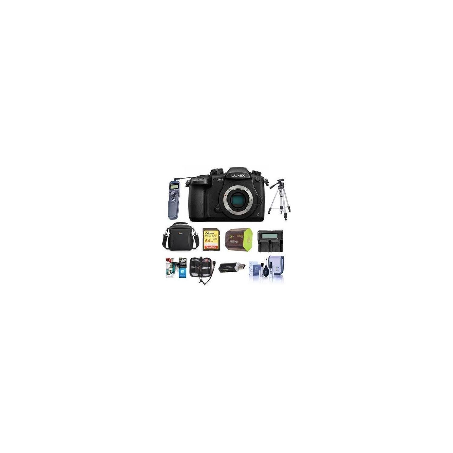 Panasonic Lumix DC-GH5 Mirrorless Body - with Premium Accessory Bundle - DC-GH5KBODY B - US Version w/ Seller Warranty