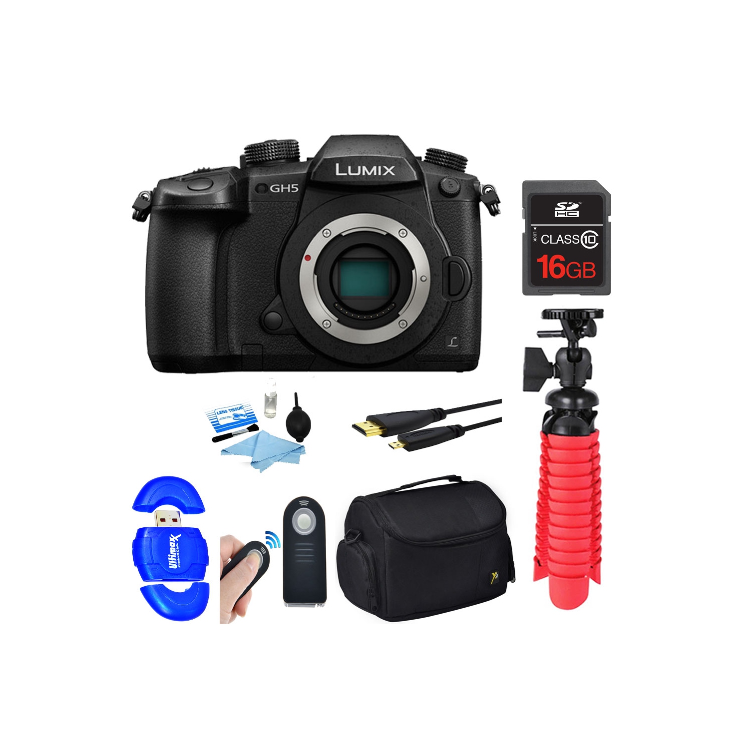 Panasonic Lumix DC-GH5 Mirrorless Micro Four Thirds Digital Camera +Basic Bundle Kit - US Version w/ Seller Warranty