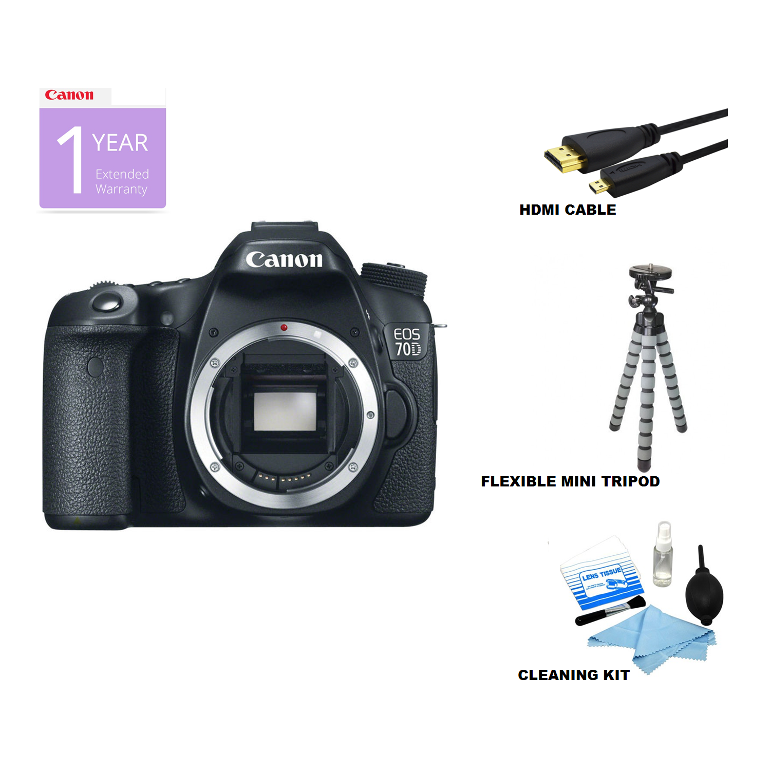 Canon EOS 70D DSLR Camera - Body Only USA Deluxe Bundle - US Version w/ Seller Warranty