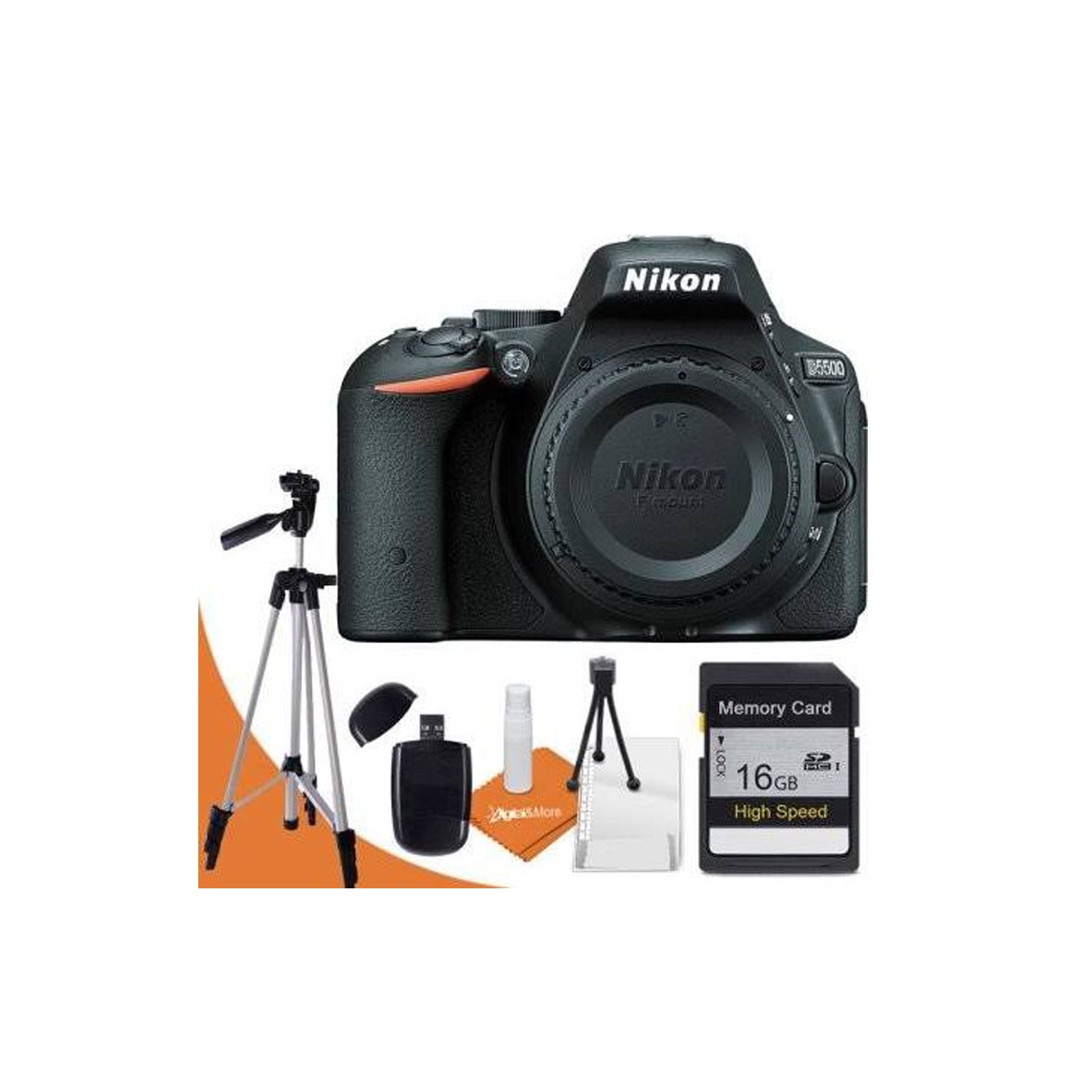 Nikon D5500 Digital SLR Camera with 24.2 Megapixels + 16GB High Speed Memory Card + Full Size Tripod BUNDLE - US Version w/ Seller Warranty