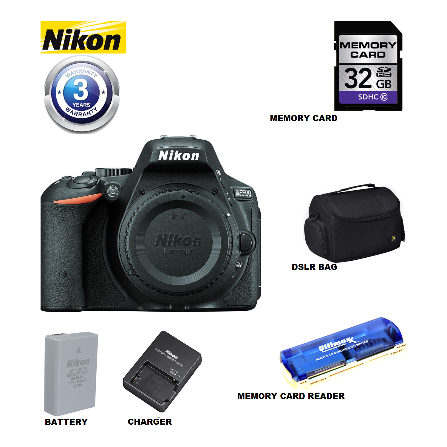 Nikon D5500 DSLR Camera - US Version w/ Seller Warranty