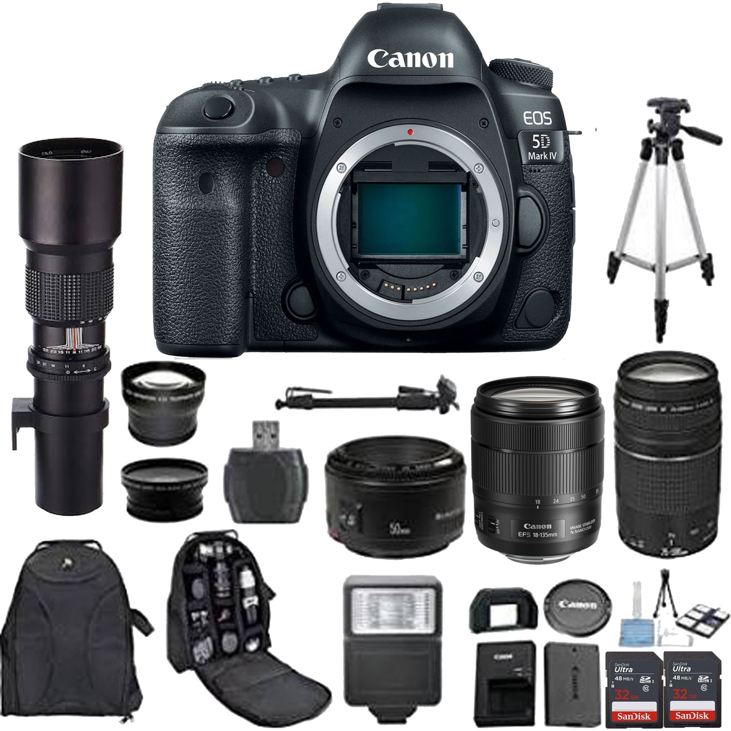 Appareil photo reflex numérique EOS 5D Mark IV de Canon avec Canon 18-135&nbsp;mm USM - Version américaine avec garantie du vendeur
