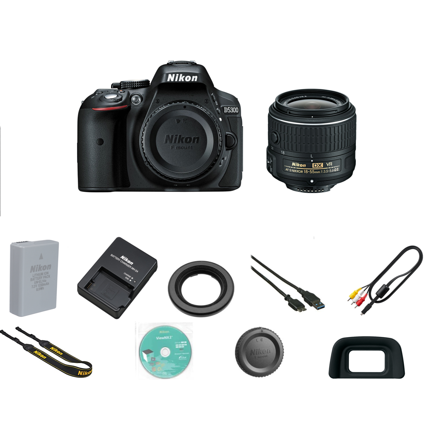 Nikon D5300 DSLR Camera Kit w/ Nikon 18-55MM VR II Lens US Retail Model - US Version w/ Seller Warranty