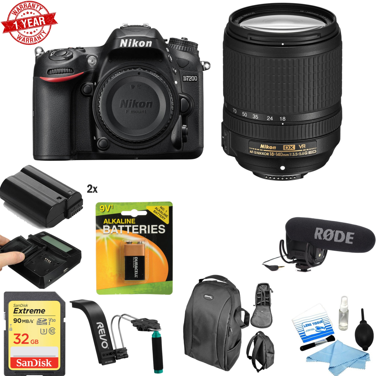 Nikon D7200 DSLR Camera with 18-140mm Lens Video Kit - US Version w/ Seller Warranty