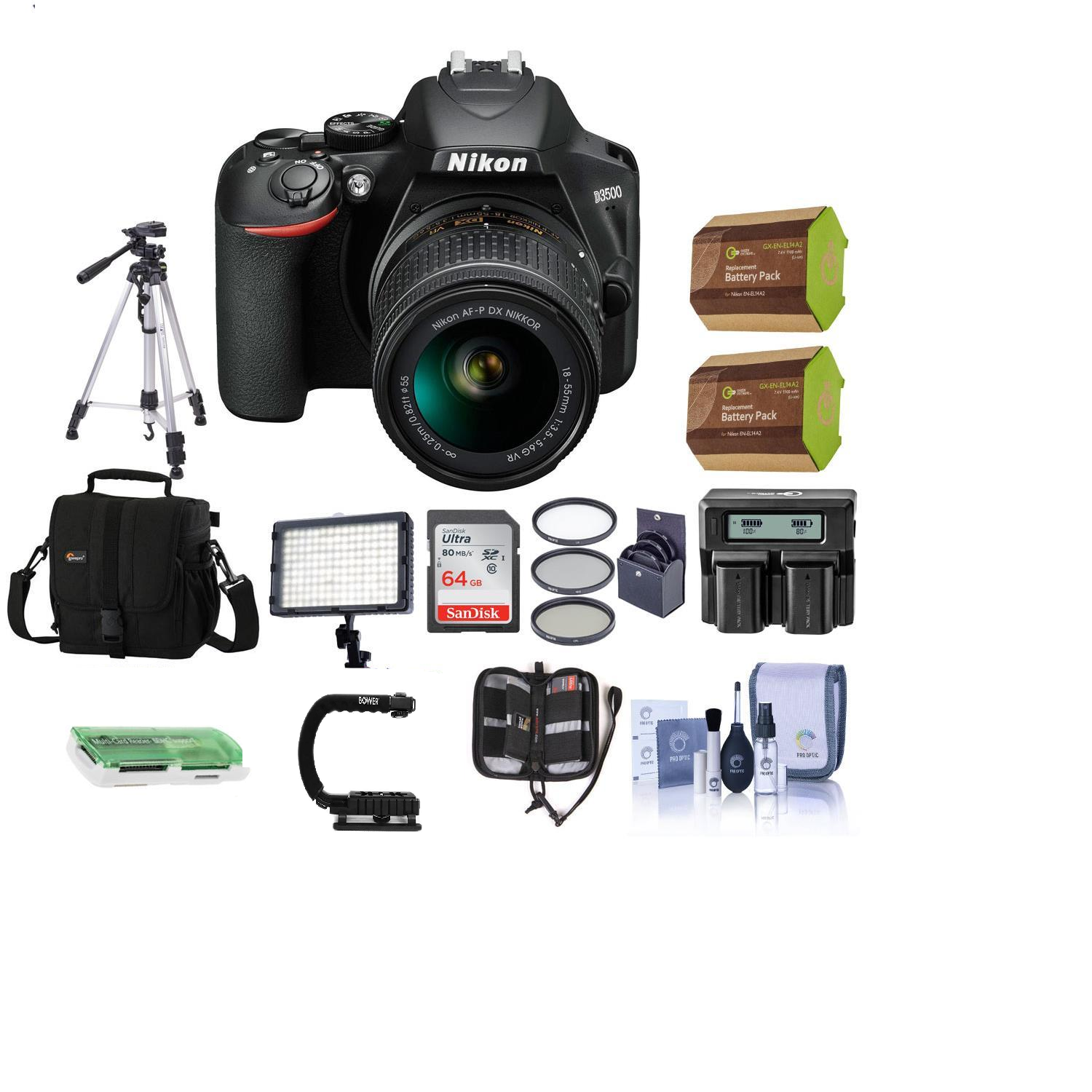 Nikon D3500 DSLR Camera with 18-55mm Lens & 64GB Bundle - US Version w/ Seller Warranty