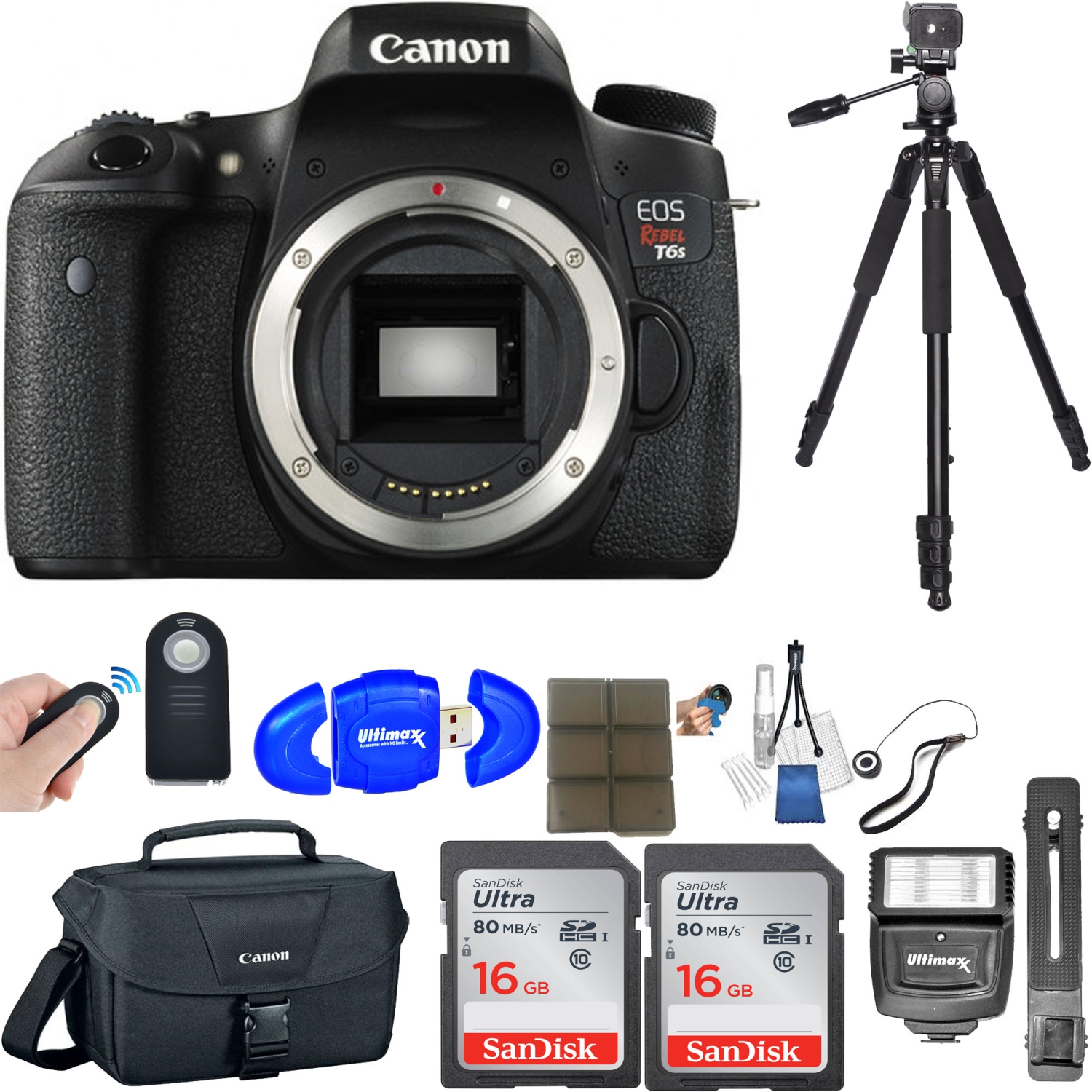 Canon EOS Rebel T6S Digital SLR Camera Body Deluxe Bundle - US Version w/ Seller Warranty